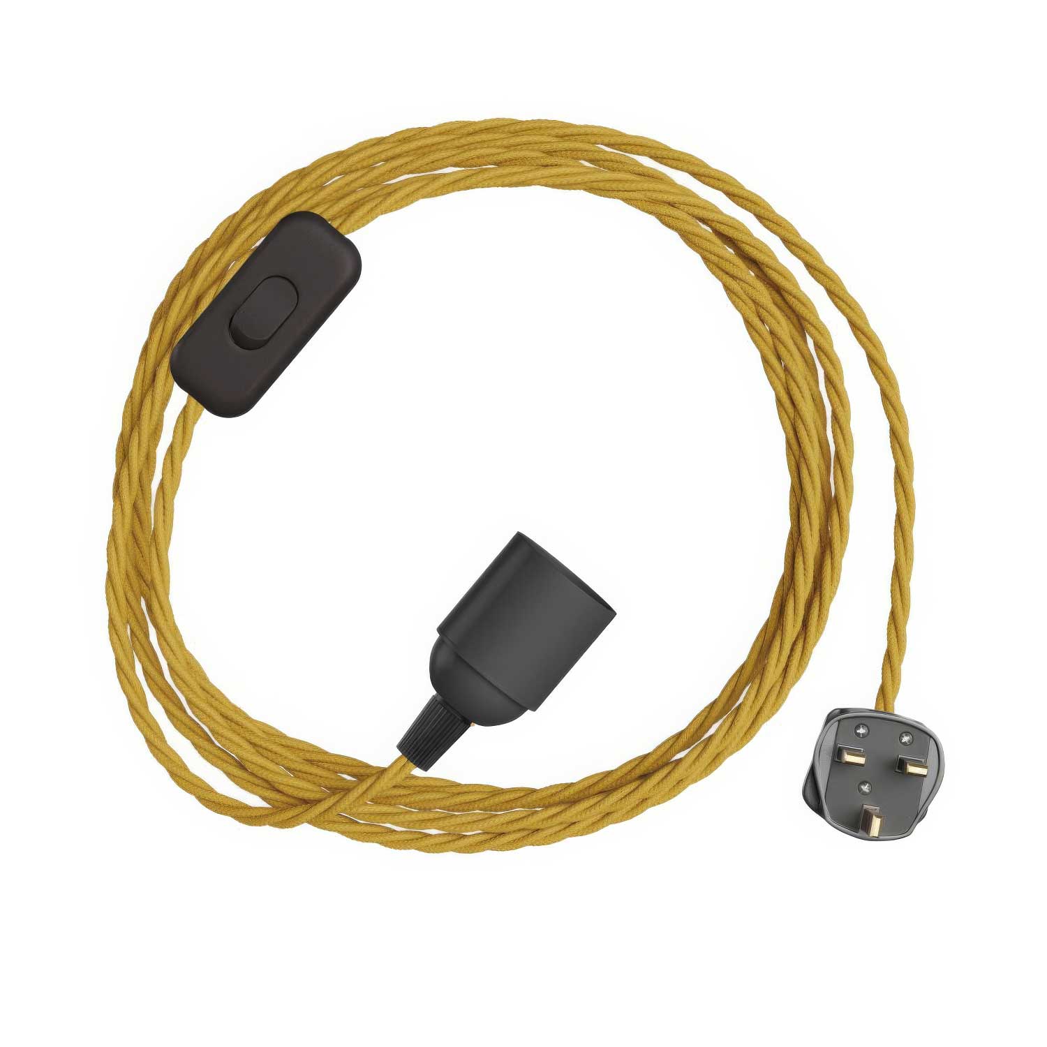 SnakeBis Twisted - Cordset with socket, TM25 braided fabric cord and UK plug