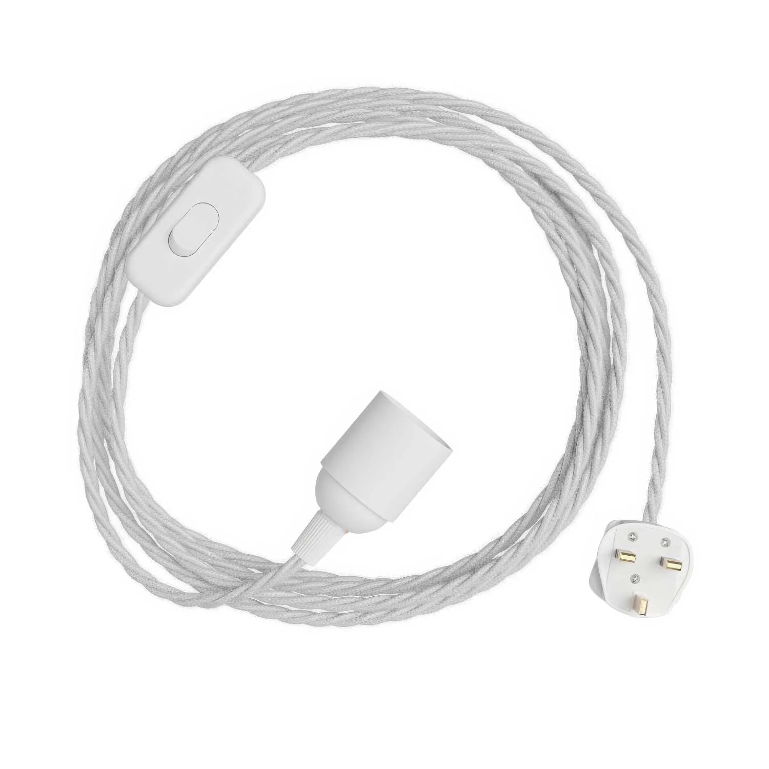 SnakeBis Twisted - Cordset with socket, TC01 fabric braided cord, and UK plug