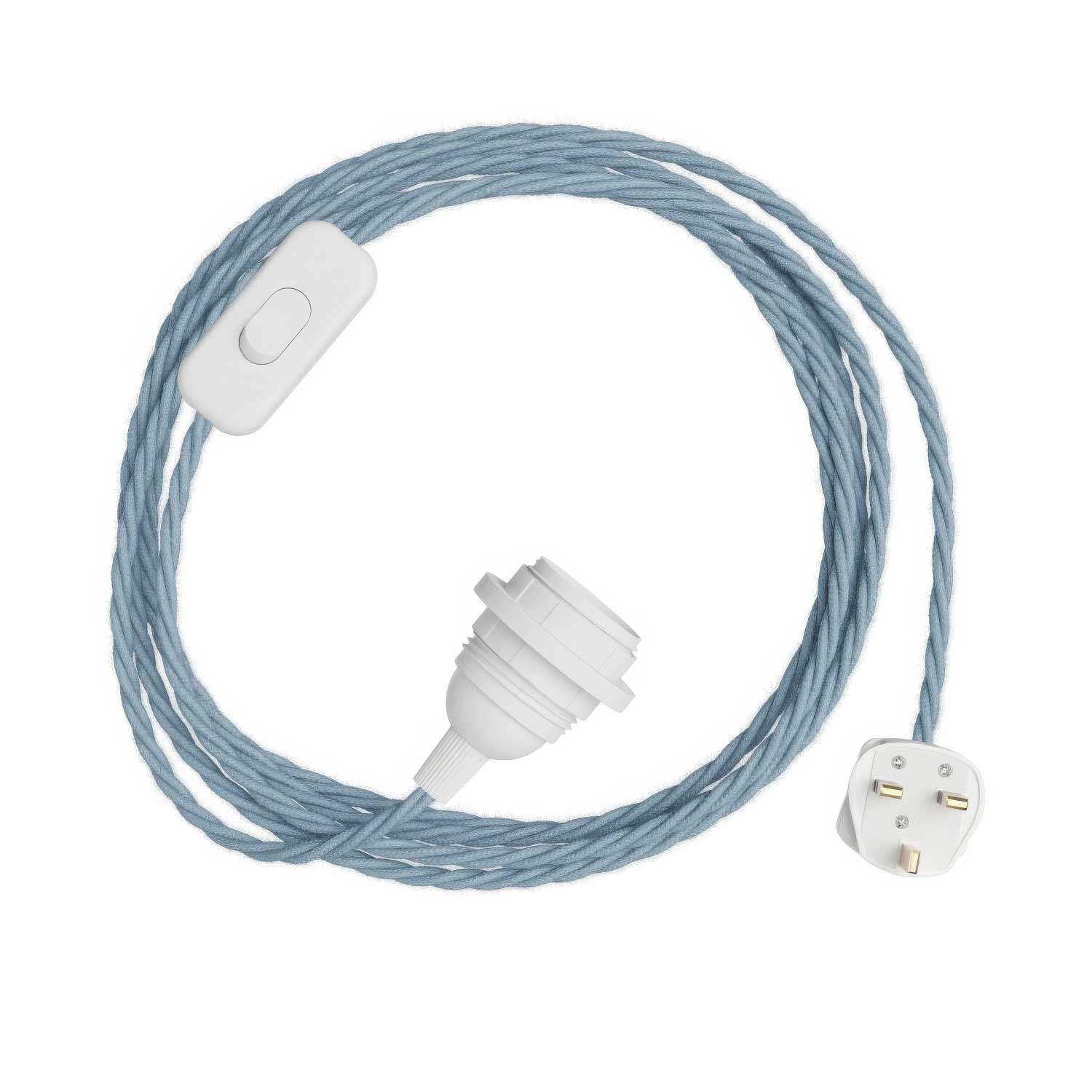SnakeBis Twisted for lampshade - Cordset with socket, TC53 braided fabric cord, and UK plug