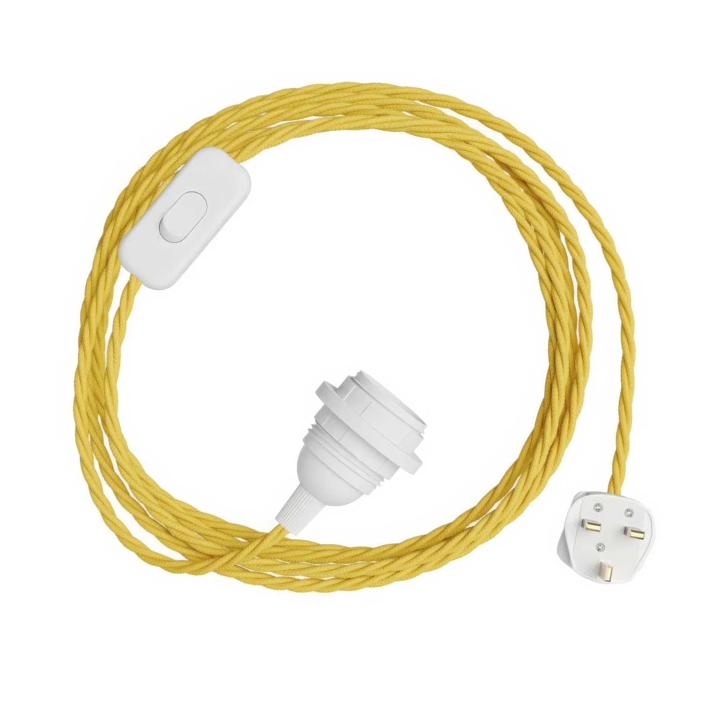 SnakeBis Twisted for lampshade - Cordset with socket, TM10 braided fabric cord, and UK plug