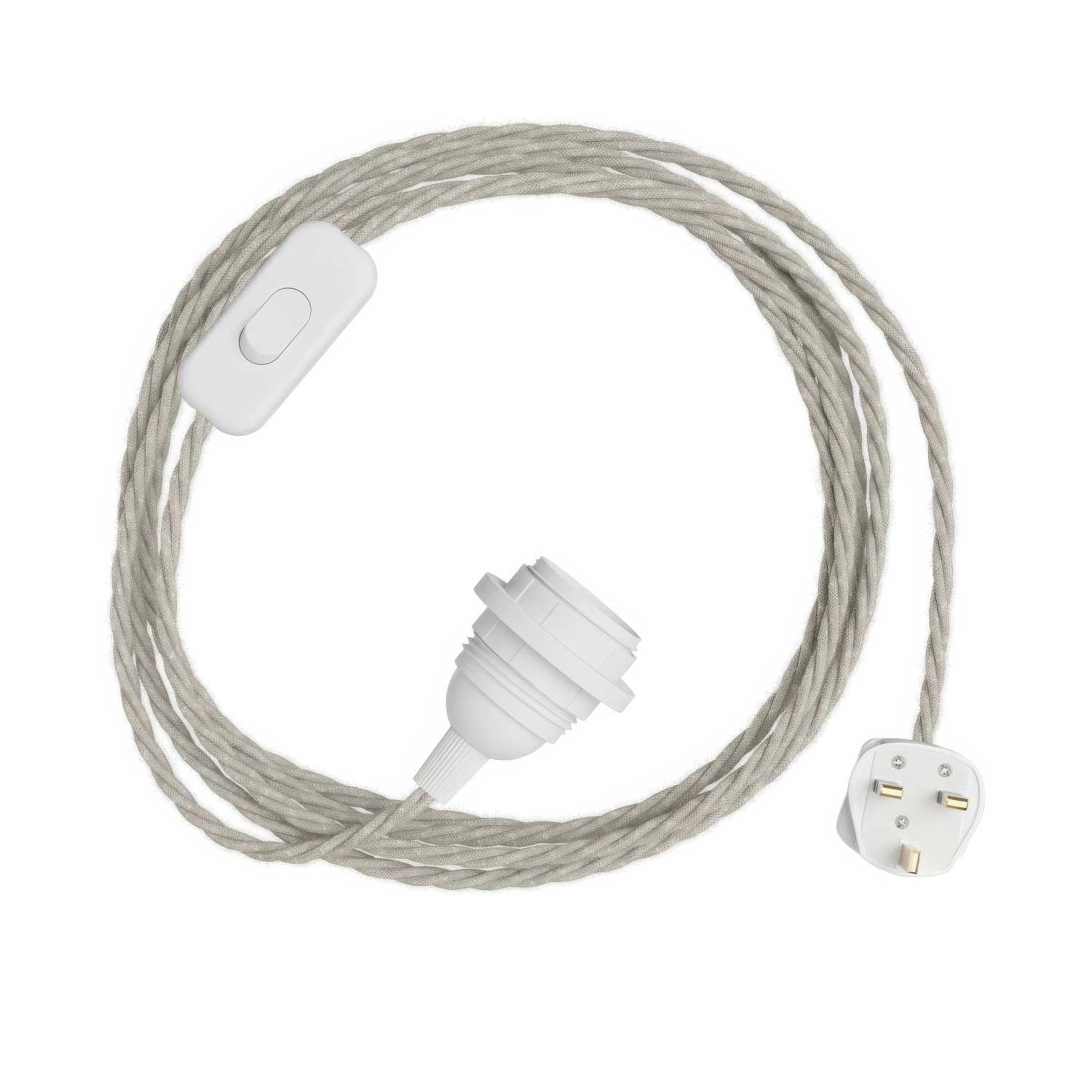 SnakeBis Twisted for lampshade - Cordset with socket, TN01 braided fabric cord, and UK plug