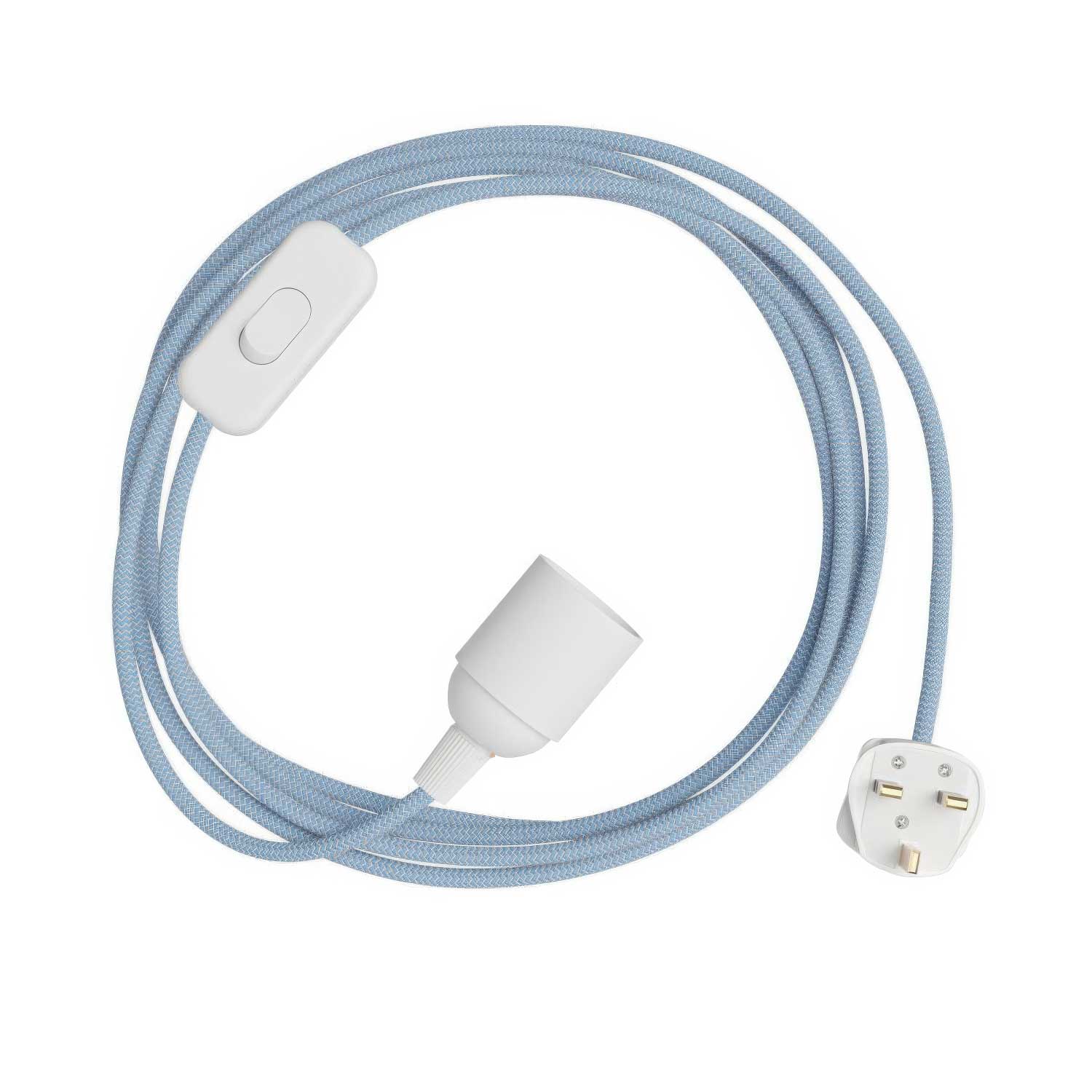 SnakeBis Zig-Zag - Cordset with socket, Zig-Zag RD75 fabric cable, and UK plug