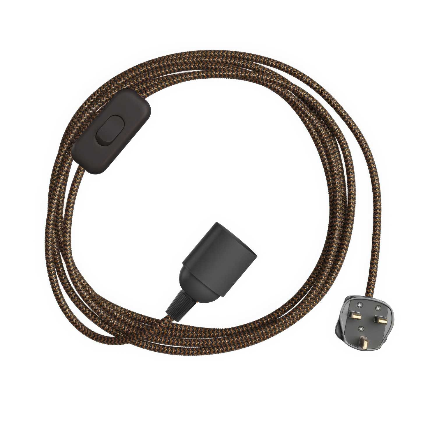 SnakeBis Zig-Zag - Cordset with socket, Zig-Zag effect fabric cable RZ24 and UK plug