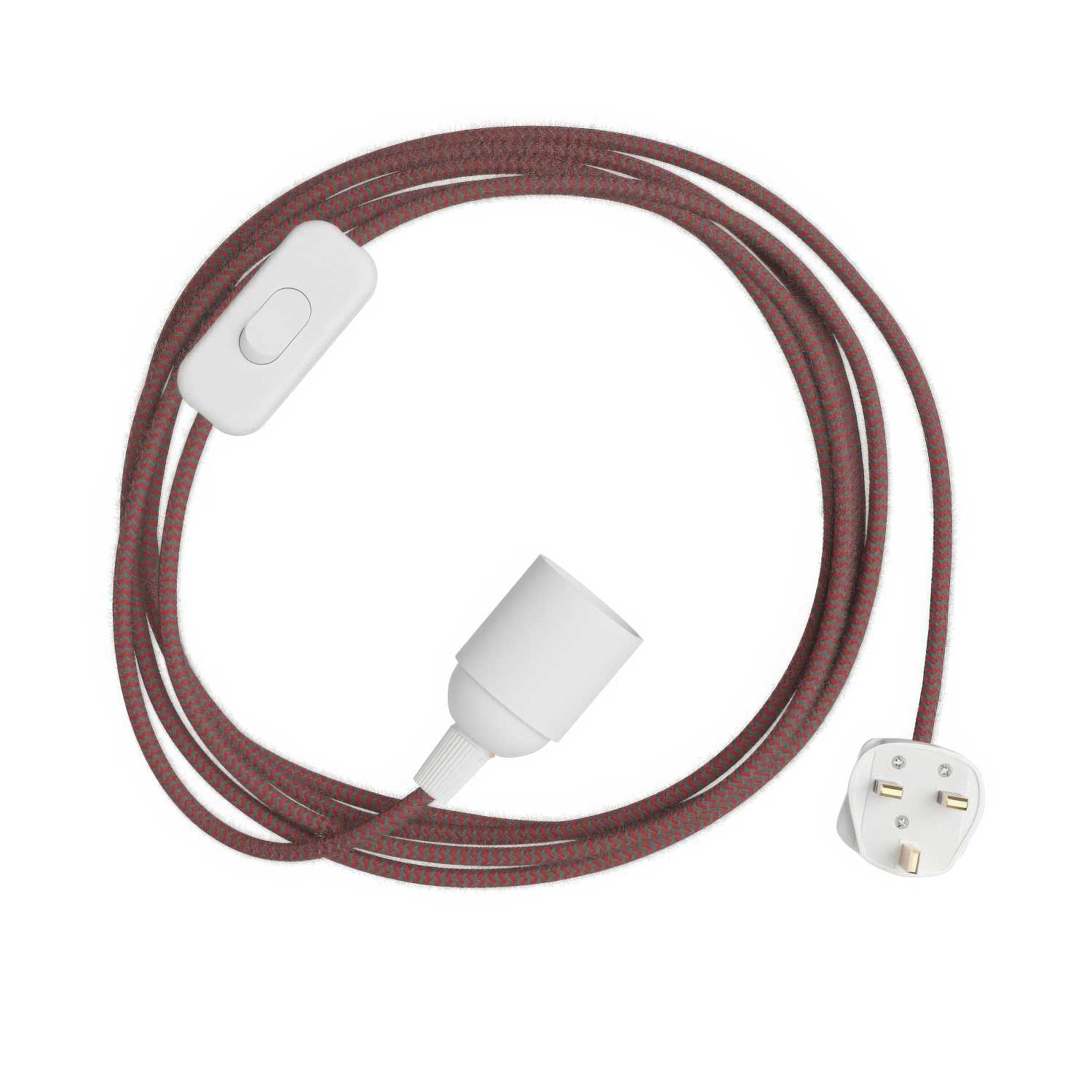 SnakeBis Zig-Zag - Cordset with socket, Zig-Zag effect fabric cord RZ28 and UK plug