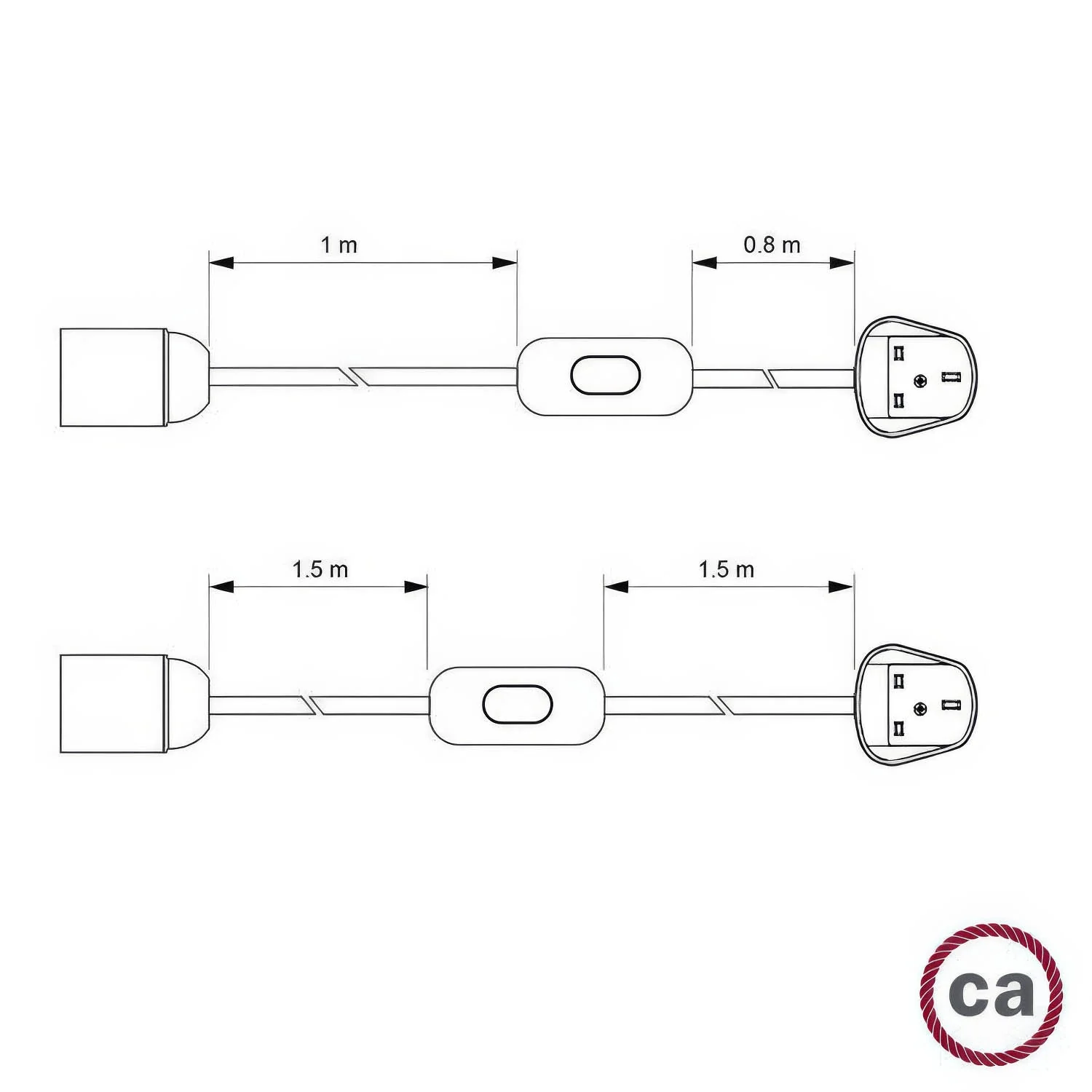 SnakeBis Zig-Zag - Cordset with socket, Zig-Zag effect fabric cord RZ28 and UK plug - Image 3