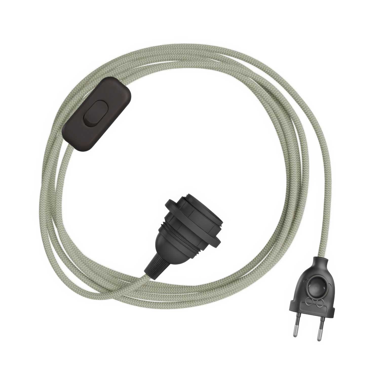 SnakeBis Zig-Zag for lampshade - Cordset with socket and fabric cable in Zig-Zag RD72 effect