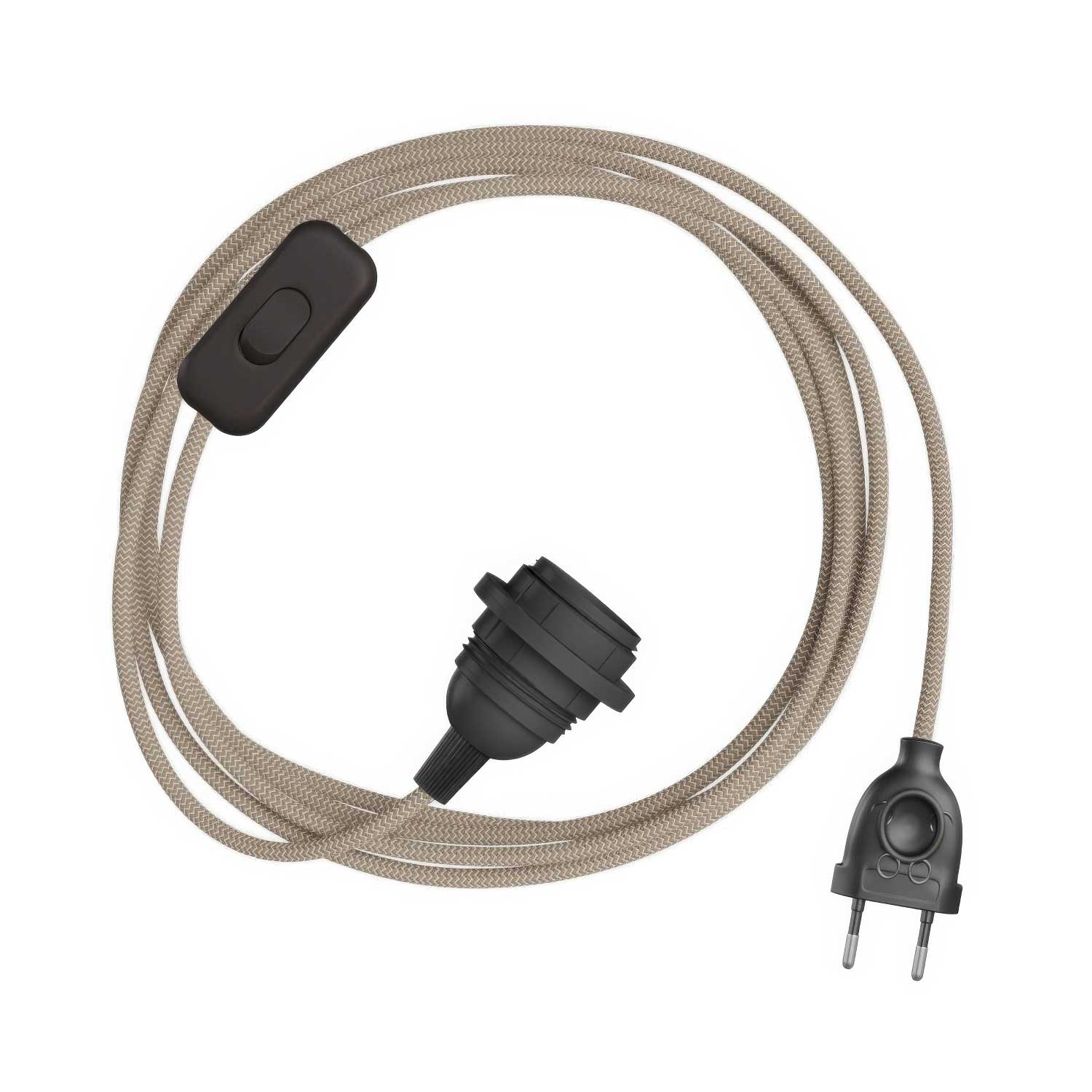 SnakeBis Zig-Zag for lampshade - Cordset with socket and Zig-Zag effect fabric cable RD73