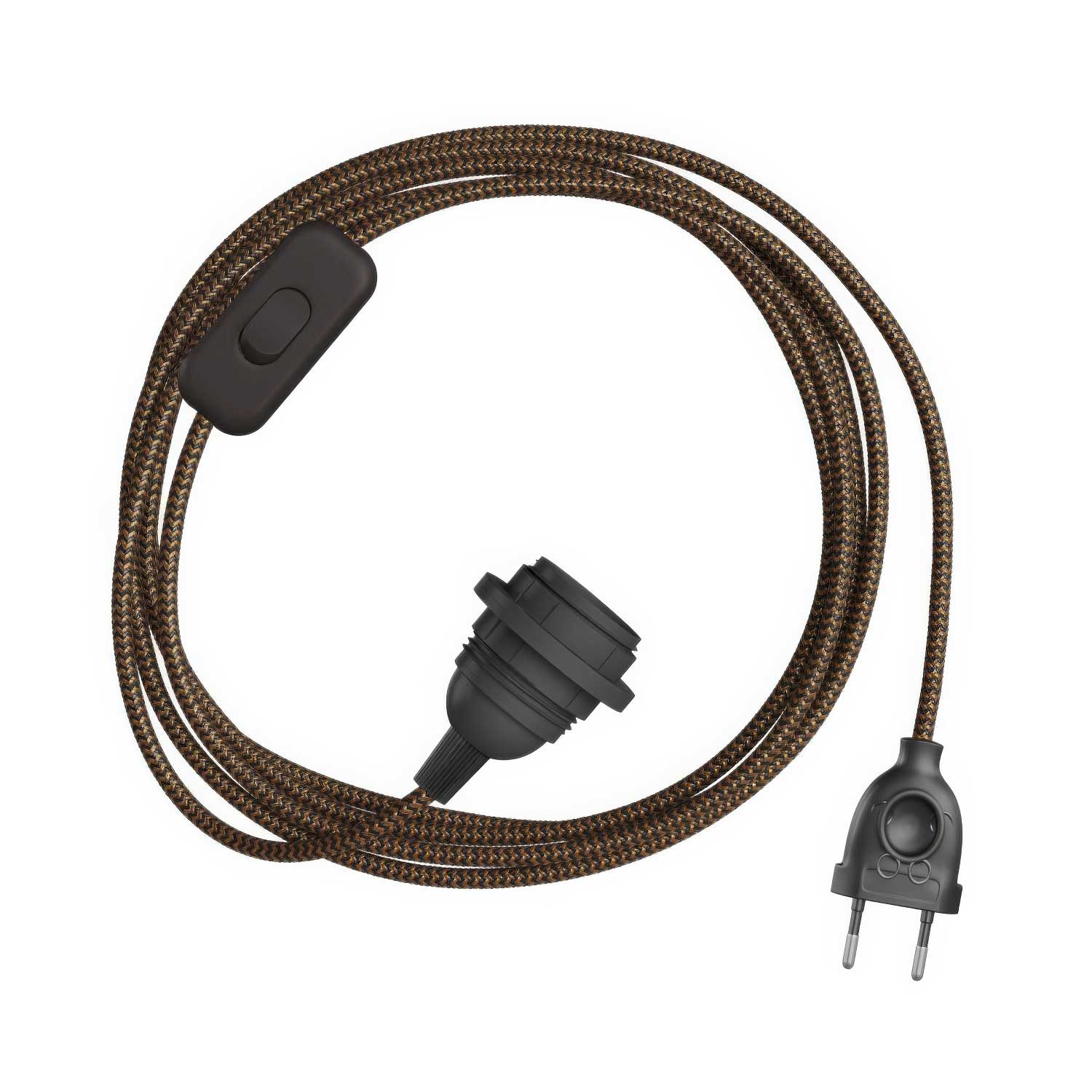 SnakeBis Zig-Zag for Lampshade - Cordset with Socket and Zig-Zag effect Fabric Cable RZ24