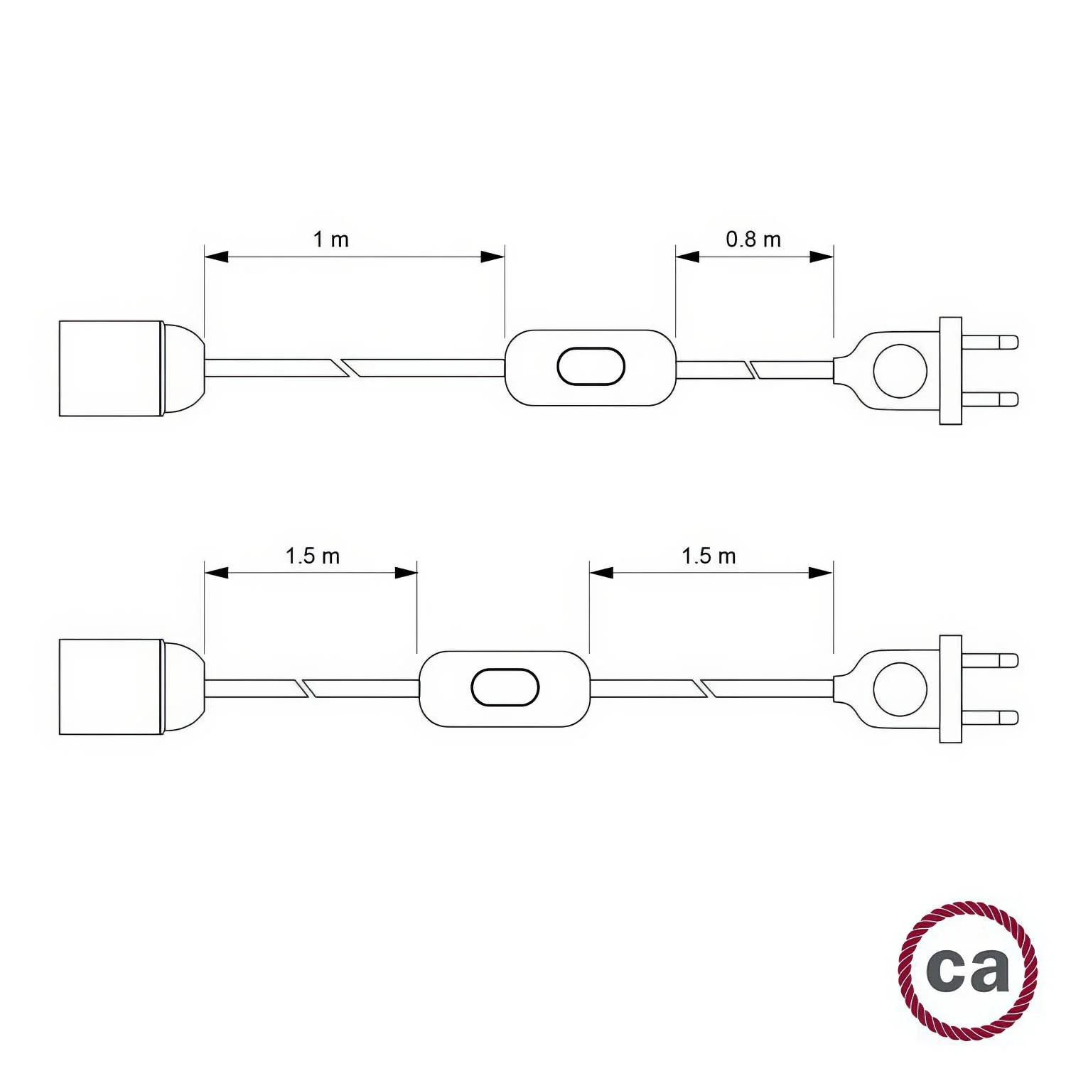 SnakeBis Zig-Zag for lampshade - Cordset with socket and fabric cable in Zig-Zag effect RZ27 - Image 3