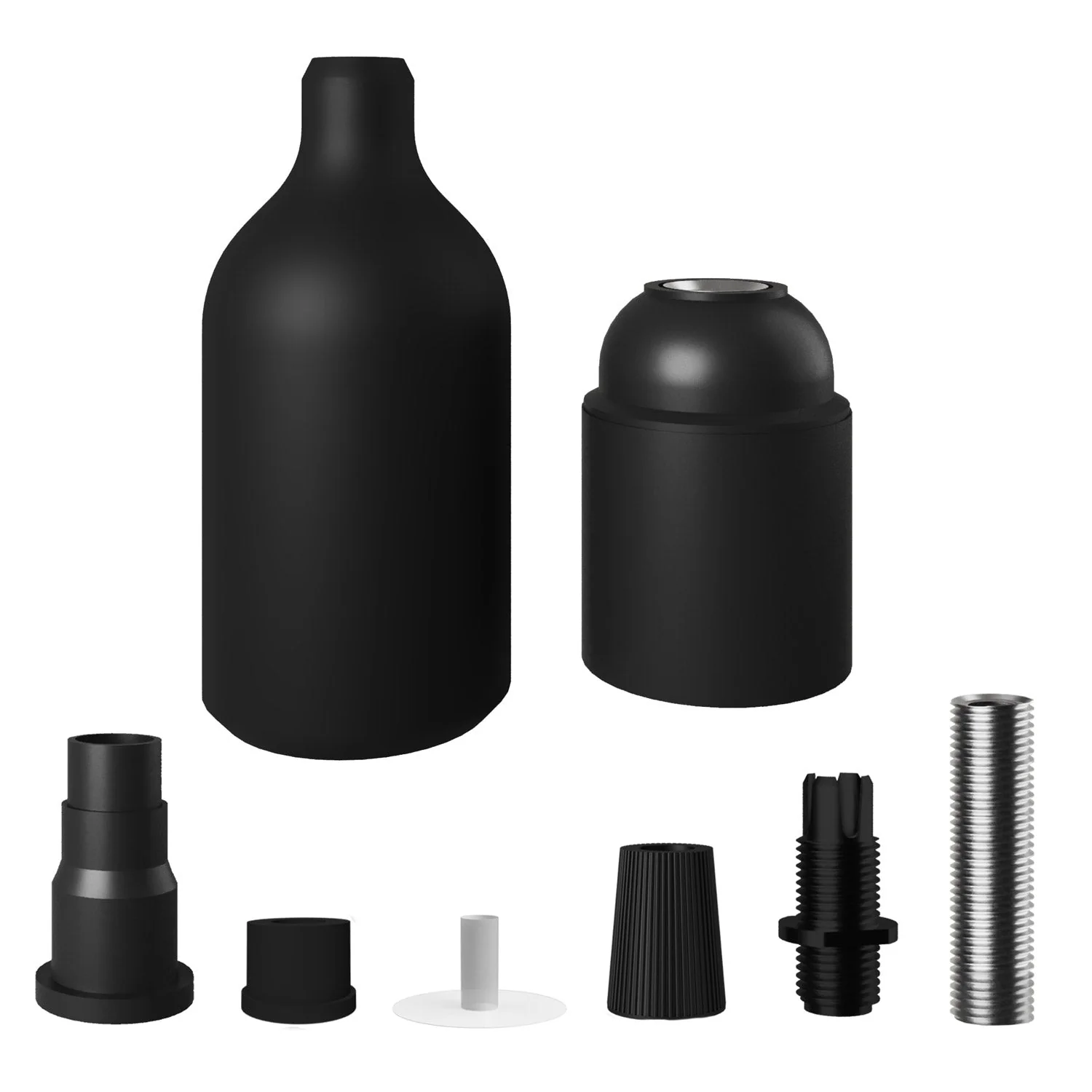E27 silicone socket kit with hidden strain relief - Black - Image 2