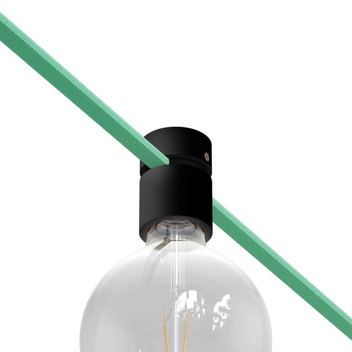 Natural wood socket for string light cord and Filé system. Made in Italy - Black