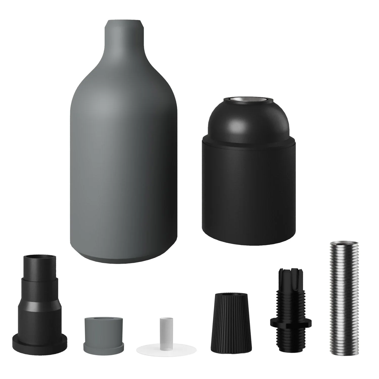 E27 silicone socket kit with hidden strain relief - Gray - Image 2