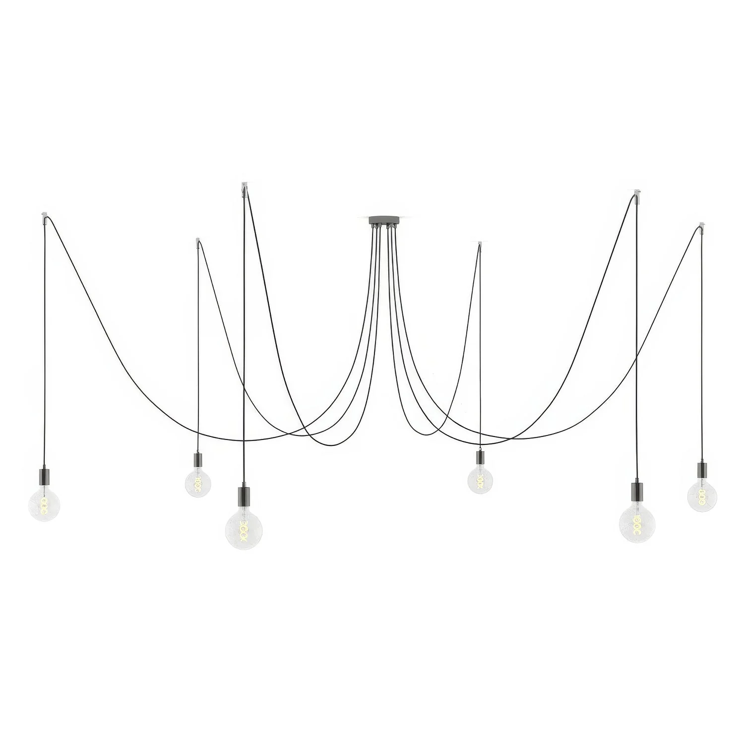Spider - Multiple pendant lamp with 6 drops, metal finish - Black pearl