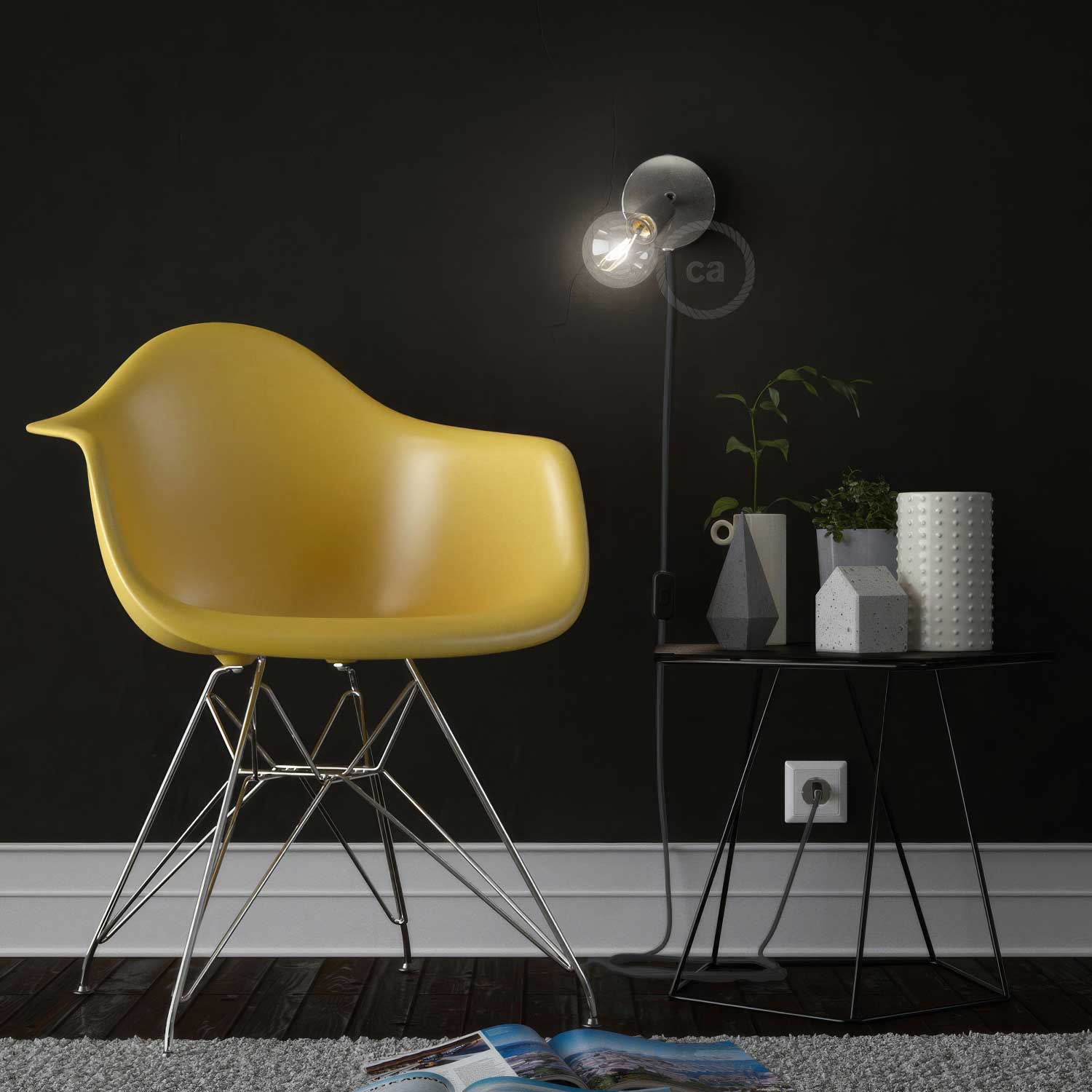 Spostaluce Metal 90° adjustable, complete with fabric cord and side holes - Chrome - Image 3