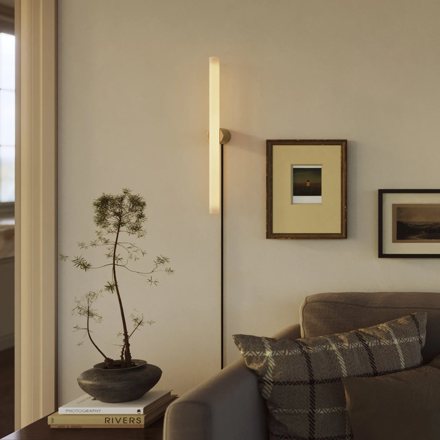 Spostaluce Plug-in Light with Metal Finish and S14d LED Linear Light Bulb - Brushed Bronze - Image 2