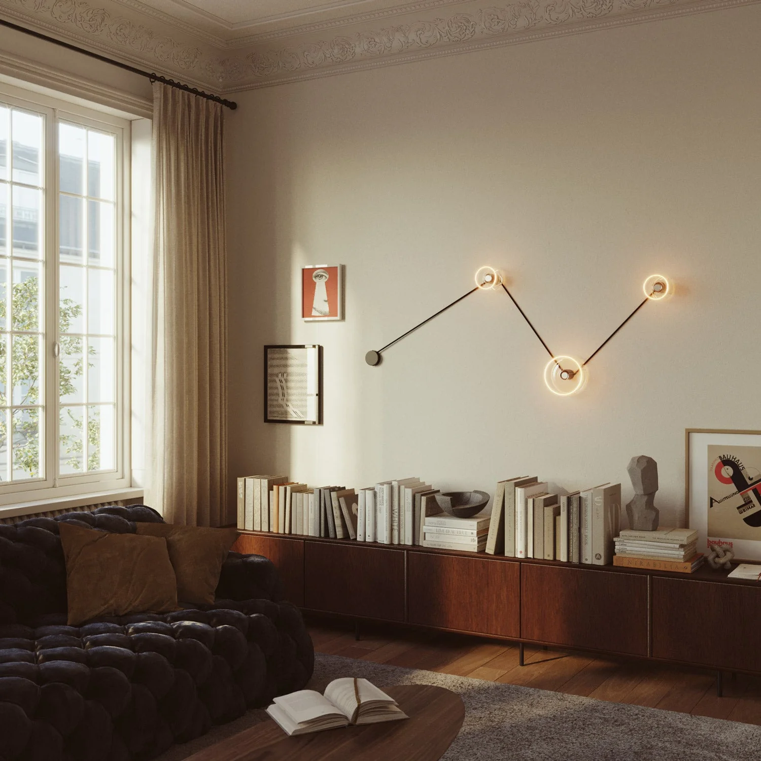 Spostaluce wall lamp with 3 Ghost bulbs and black cable - Image 2