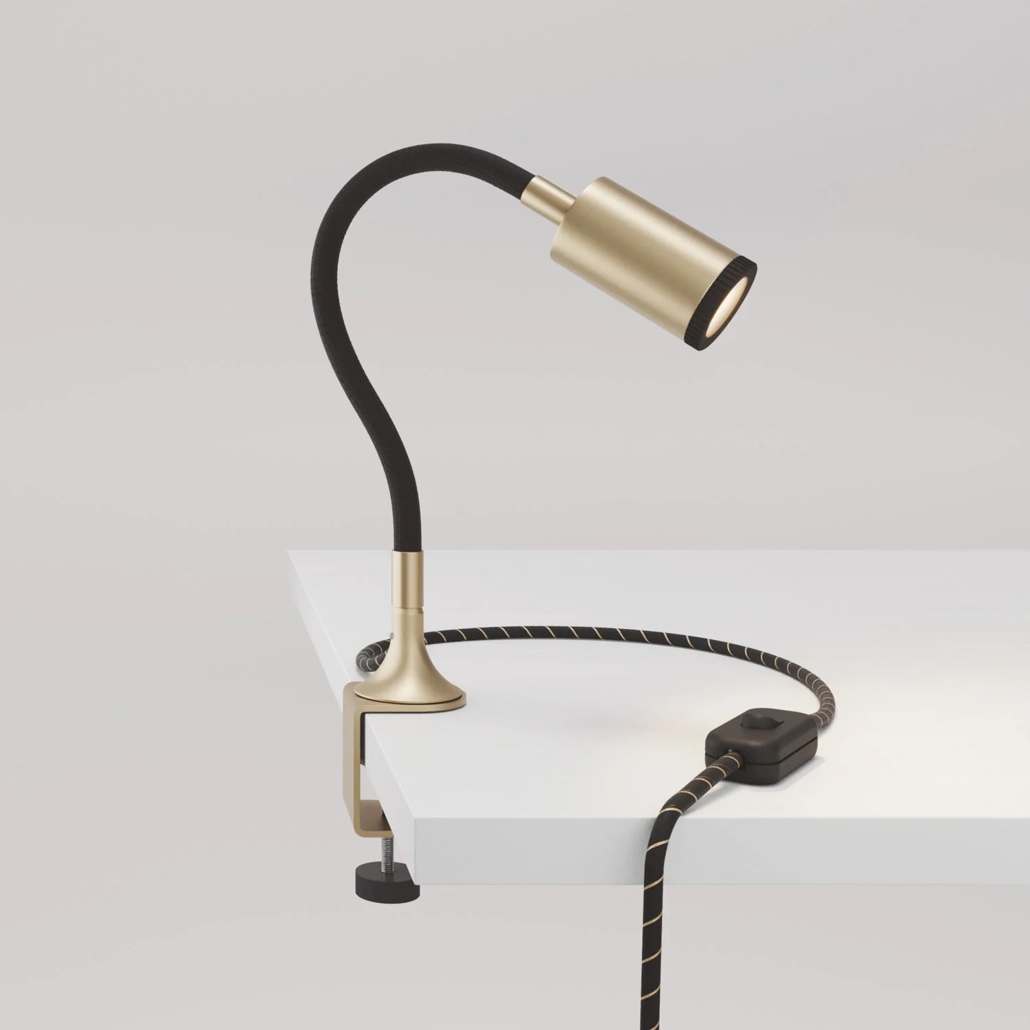 Adjustable MAG-Y spotlight with clamp and UK plug - Satin bronze
