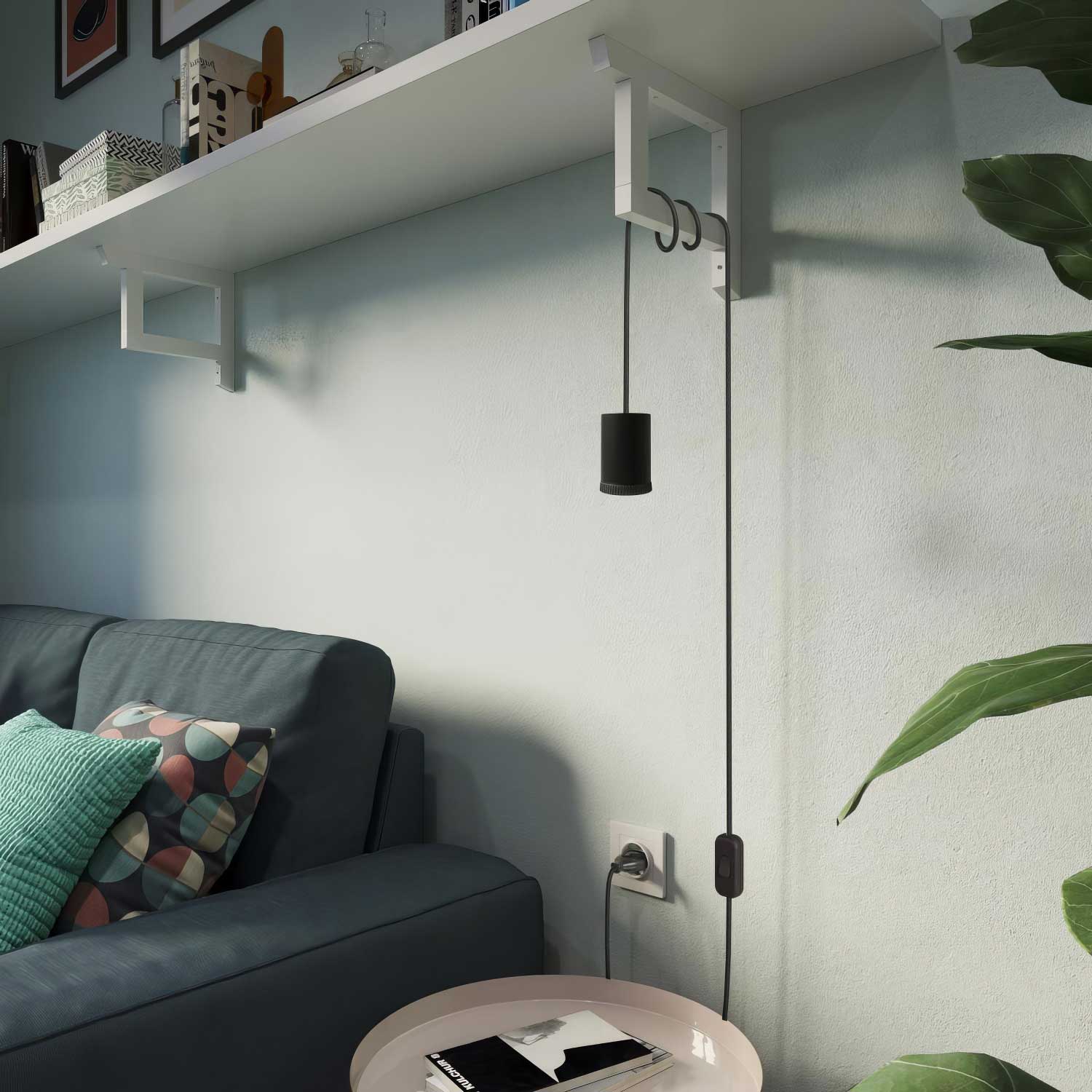 Mini Spotlight GU1d0 lamp with SnakeBis cordset - Black - Image 2