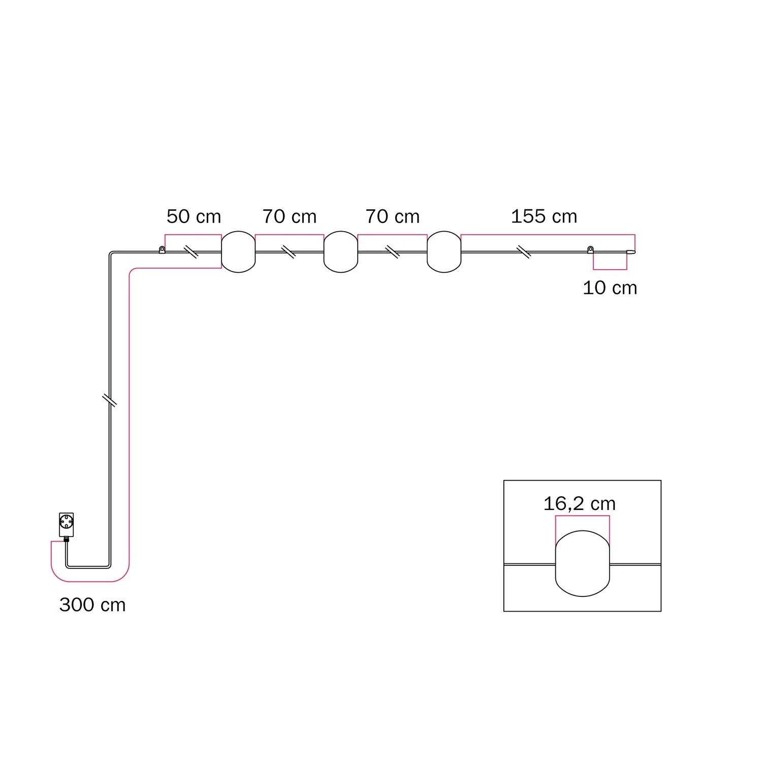 Outdoor light chain with 3 light points IP67 Desert Brown - Marina3 Cherry - Image 8