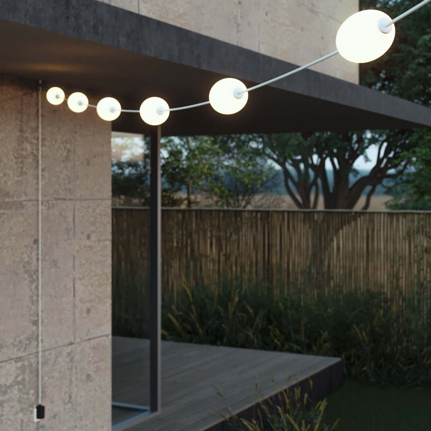 6-light outdoor string lights IP67 Sand White - Marina6 - Image 3
