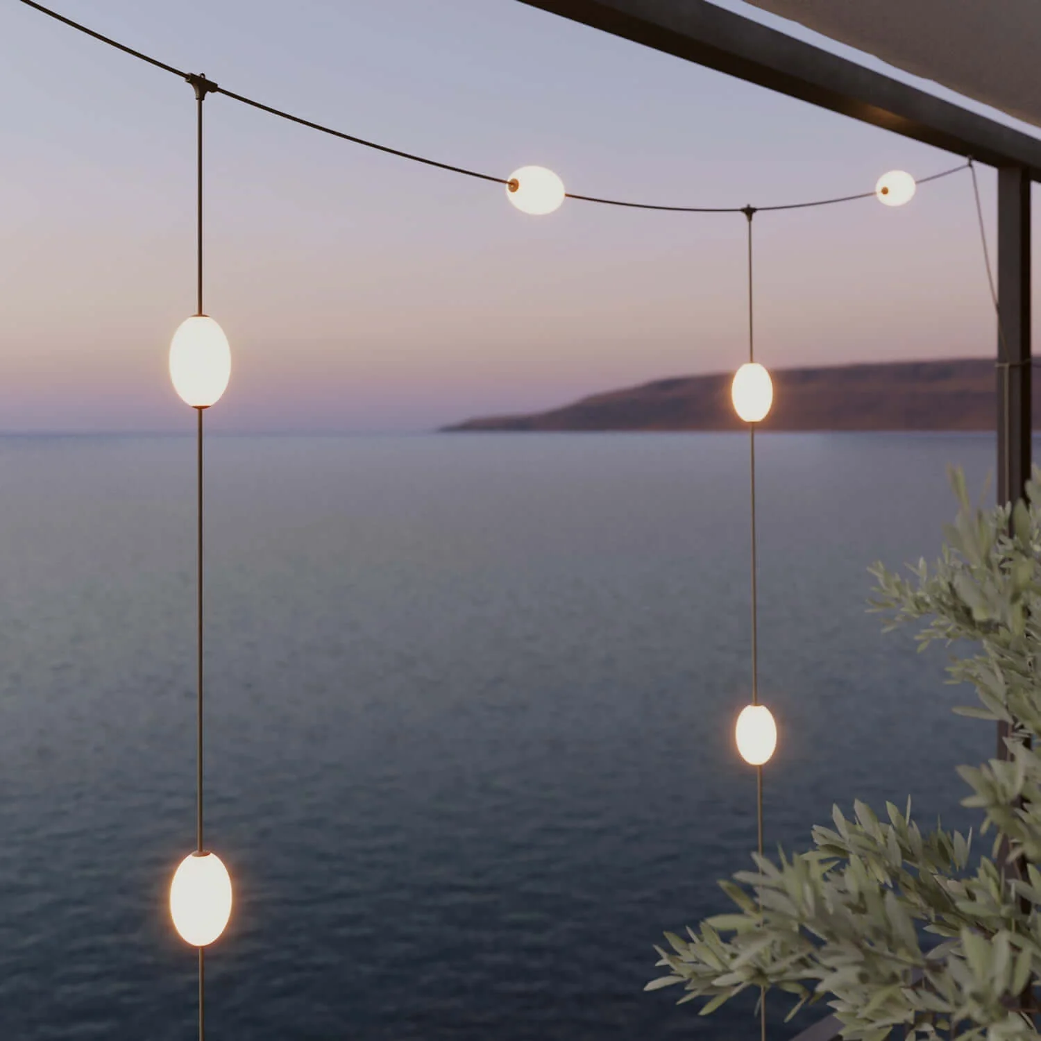 GRID mesh string light 7 outdoor bulbs IP67 Olive Green - Marina GRID - Image 3