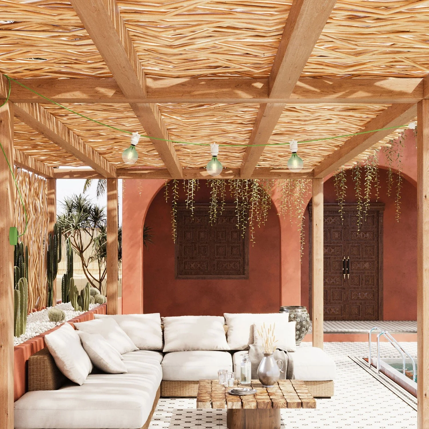 Modulair outdoor string lights IP65 with 3 lights and ceiling canopy - White - Image 2
