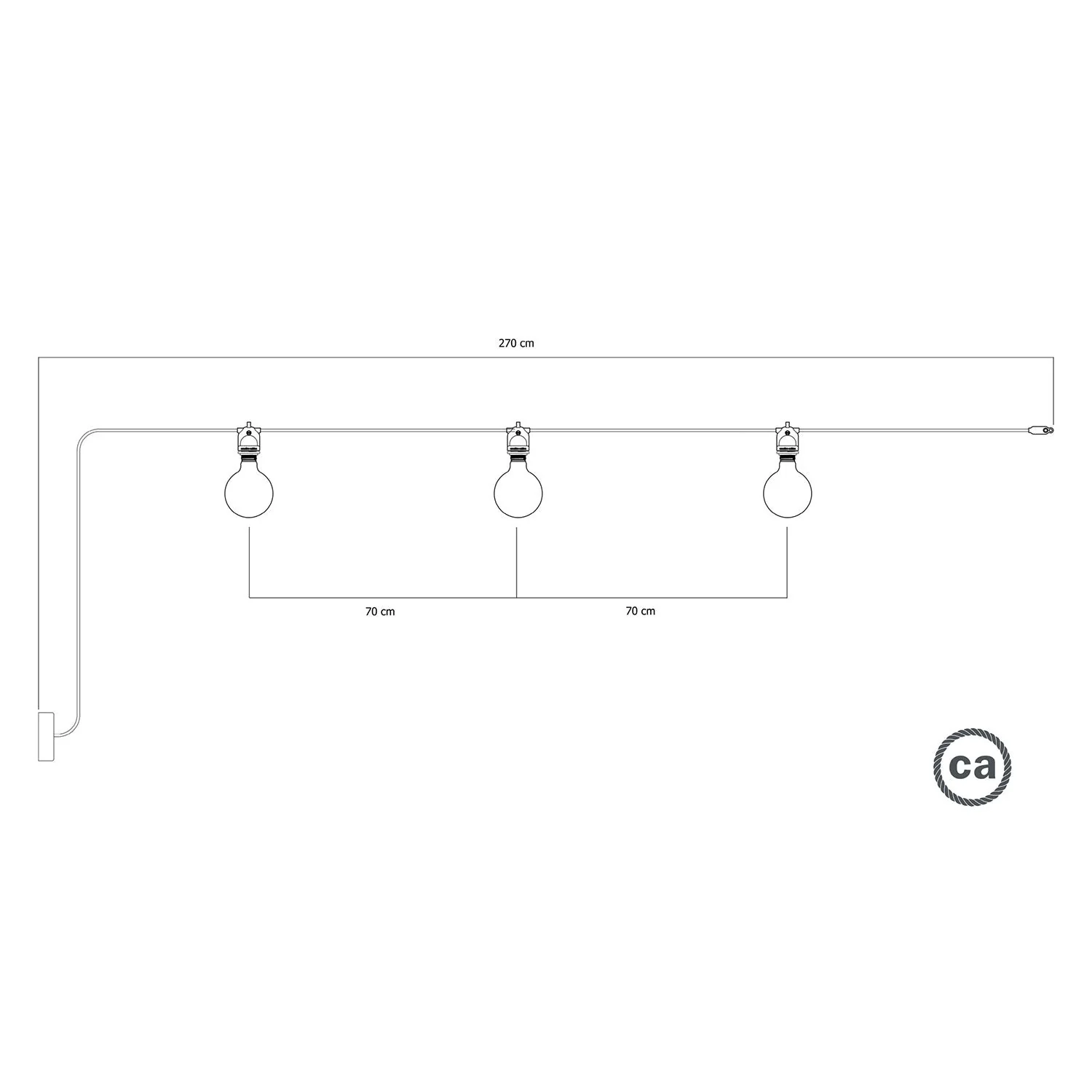 Modulair outdoor string lights IP65 with 3 lights and ceiling canopy - White - Image 5