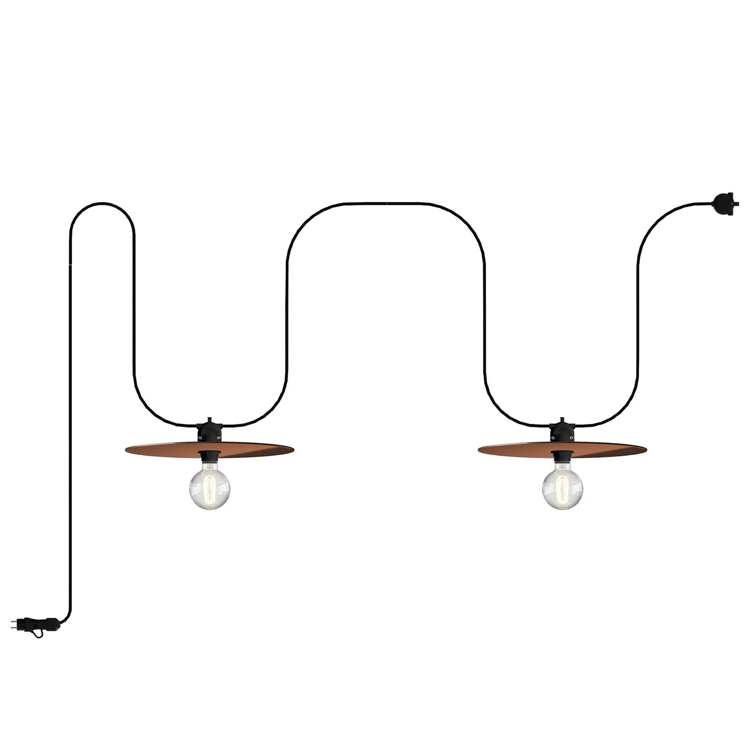 Modulair outdoor portable string lights IP65 with 2 lampshades – Copper and Bronze