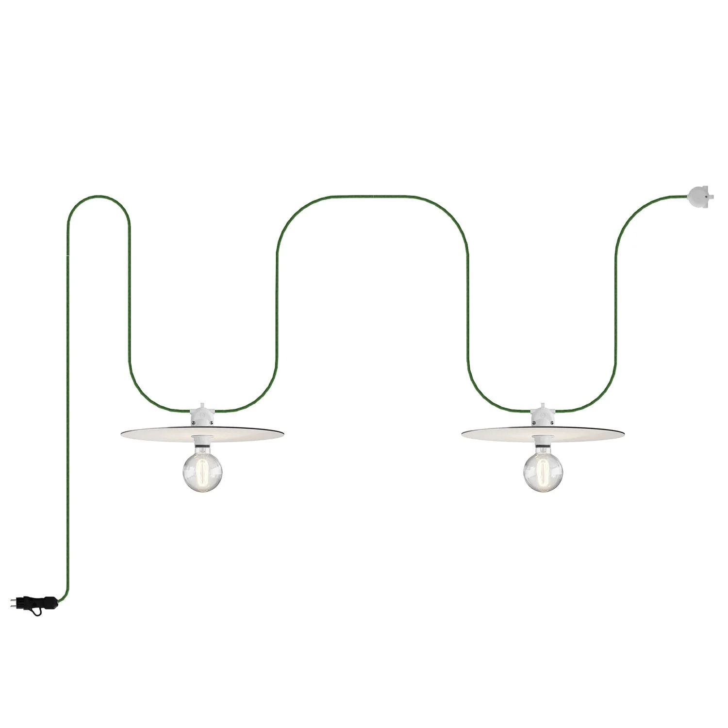 Modulair outdoor portable string lights IP65 with 2 lampshades - White