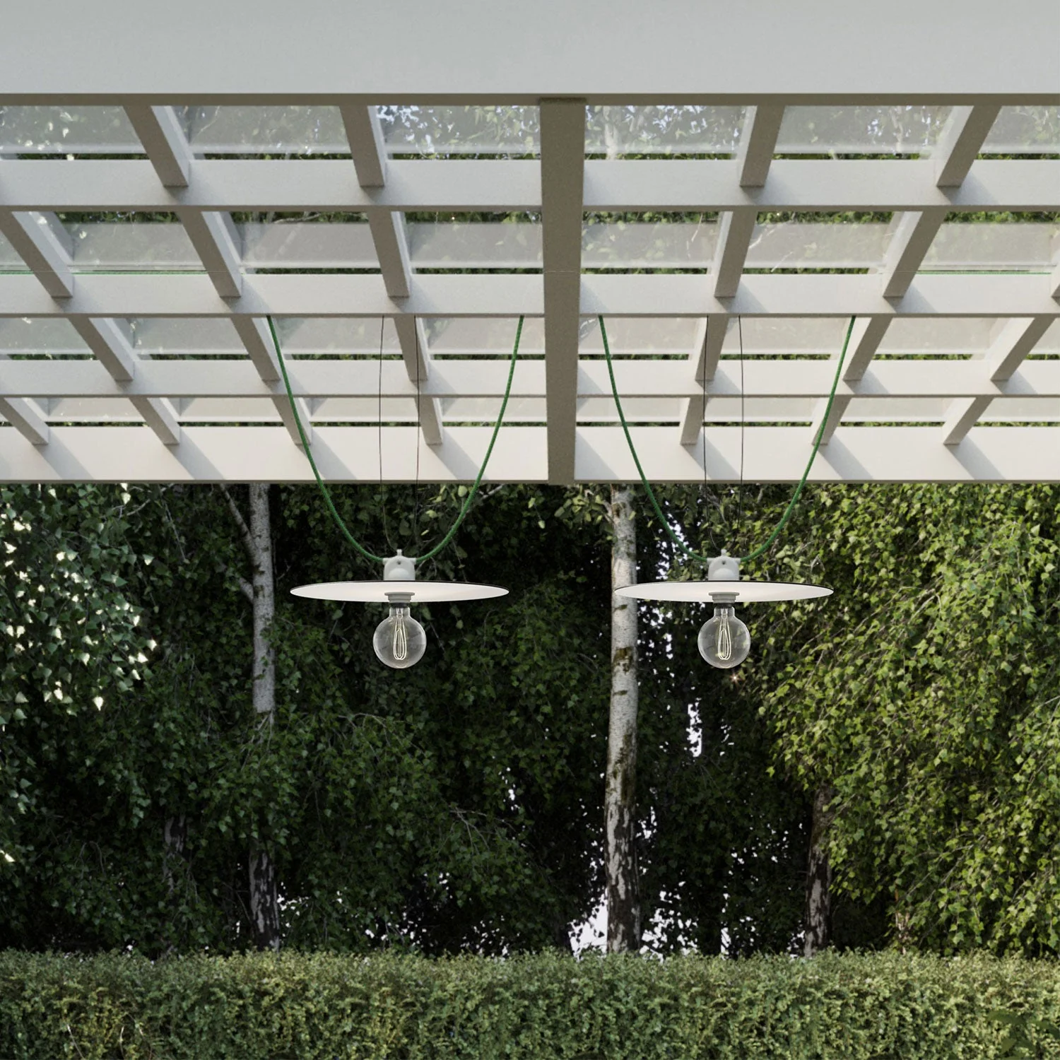 Modulair outdoor portable string lights IP65 with 2 lampshades - White - Image 3