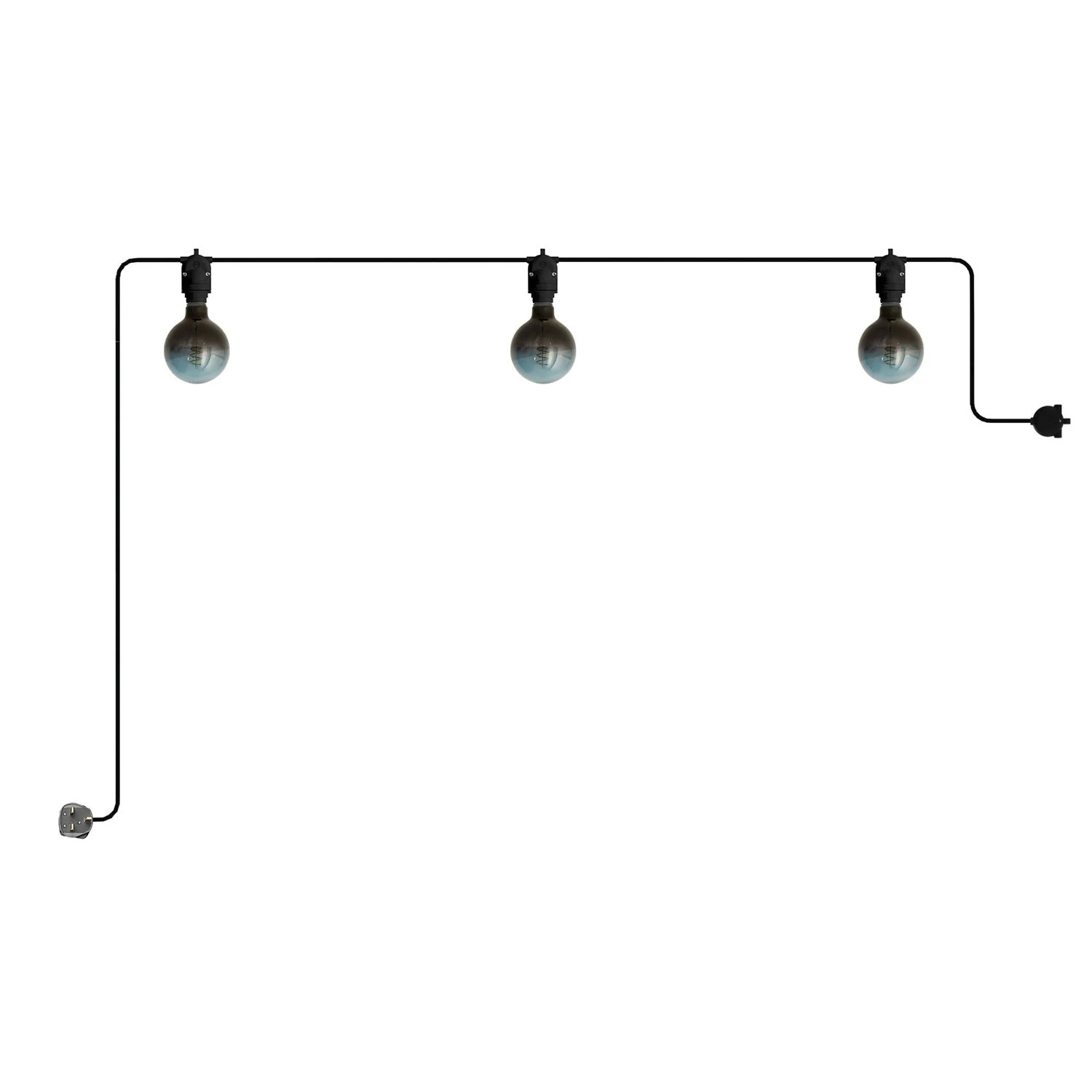 Modulair portable outdoor string lights IP65 with 3 lights and UK plug - Black