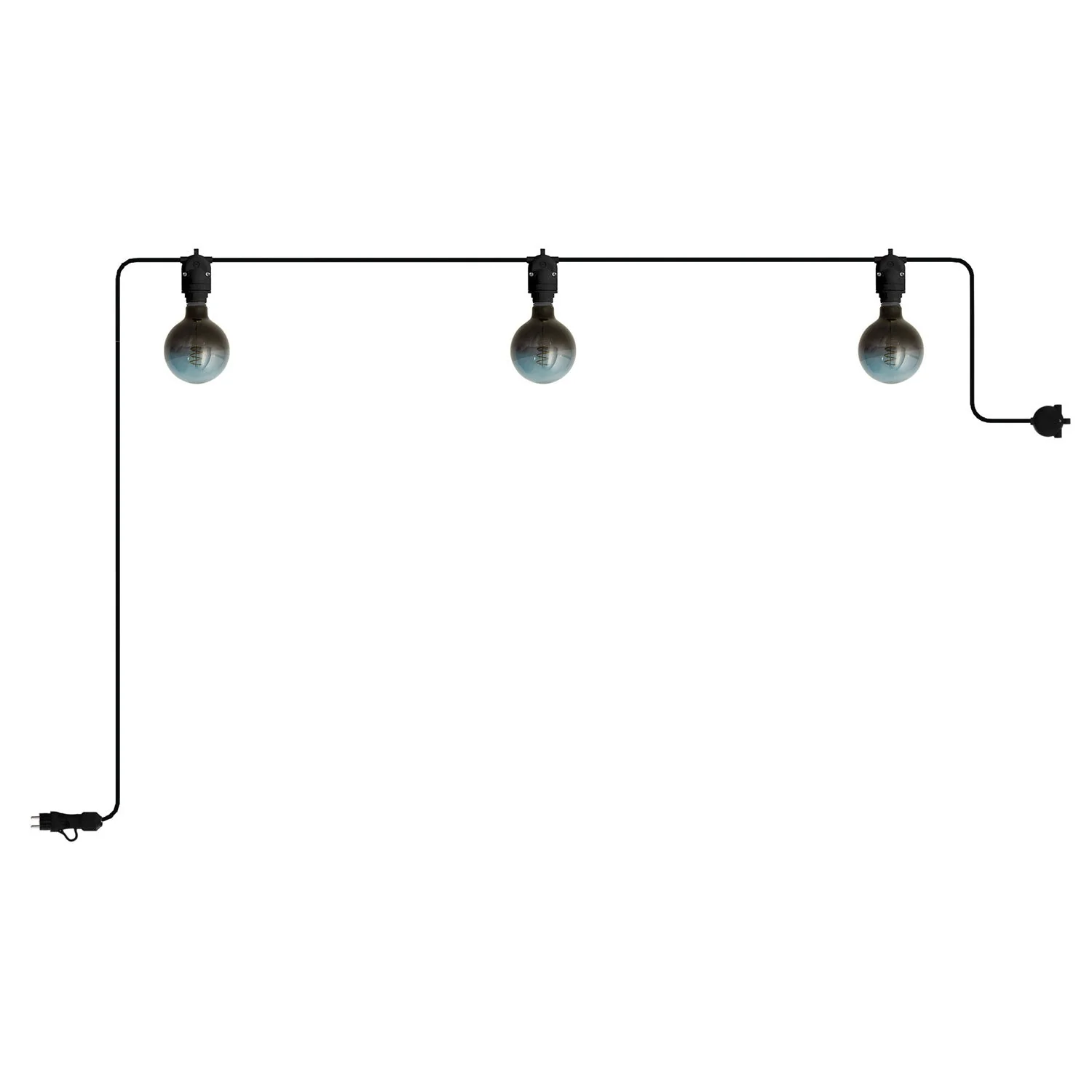Modulair outdoor portable string lights IP65 with 3 lights - Black