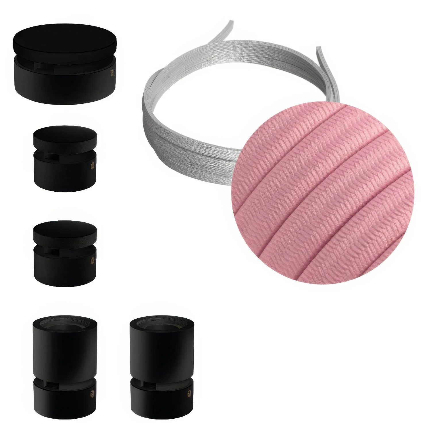 Filé Wiggle Kit System - with 3 m CM16 cord for string lights and 5 black painted wooden components for indoor use