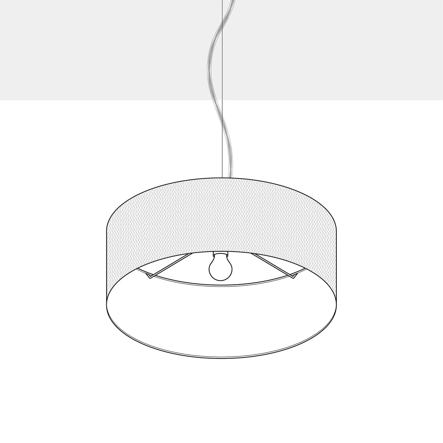 Pendant lamp with Medium Cylinder Arenal taupe fabric lampshade - Made in Italy - Image 4