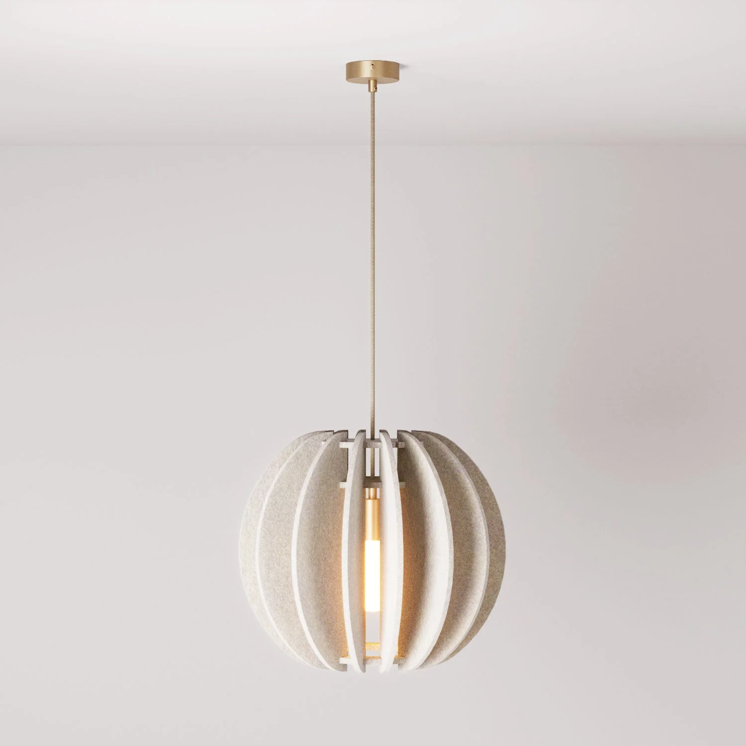 Pendant lamp with elliptical LAMPSHHADE in sound-absorbing material - Dove gray melange