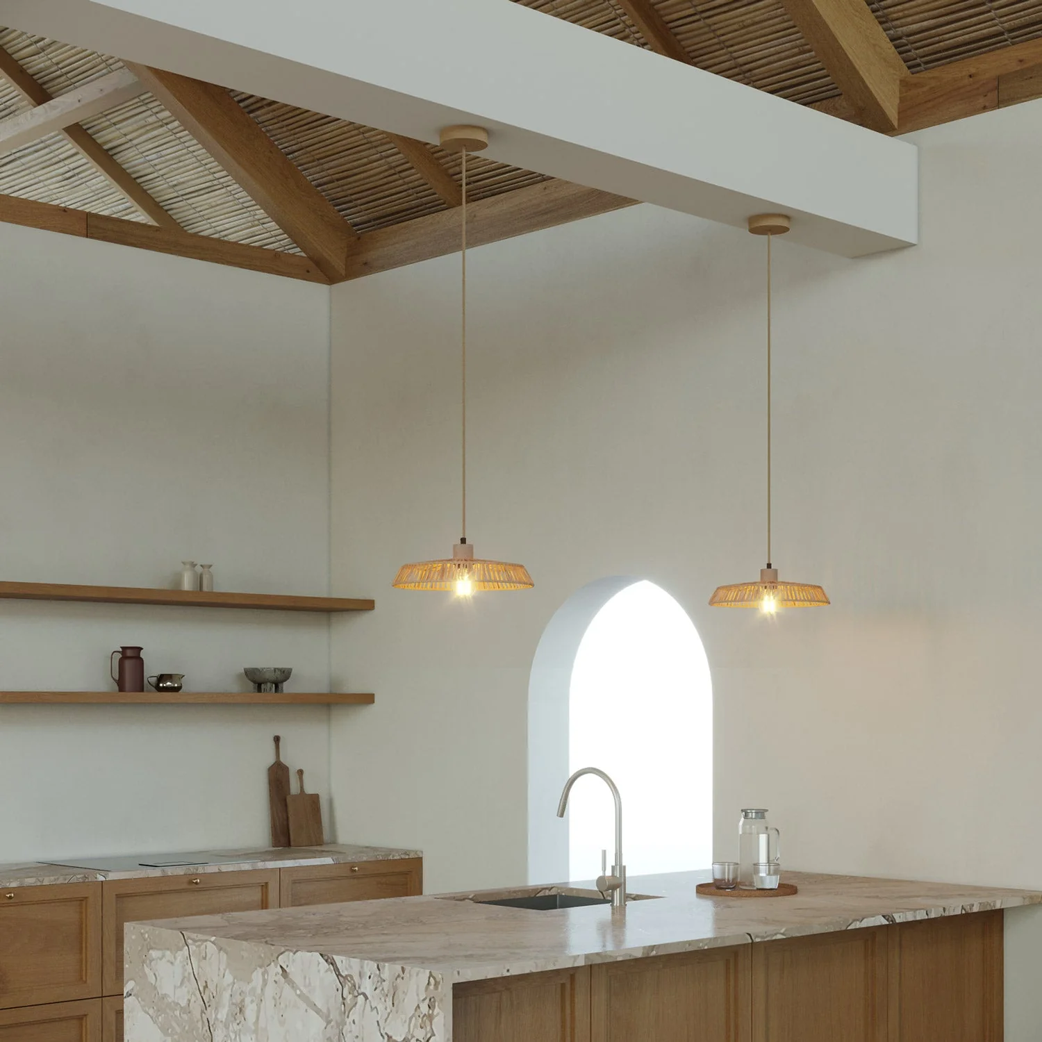 Pendant lamp with Moorea raffia lampshade - Image 2