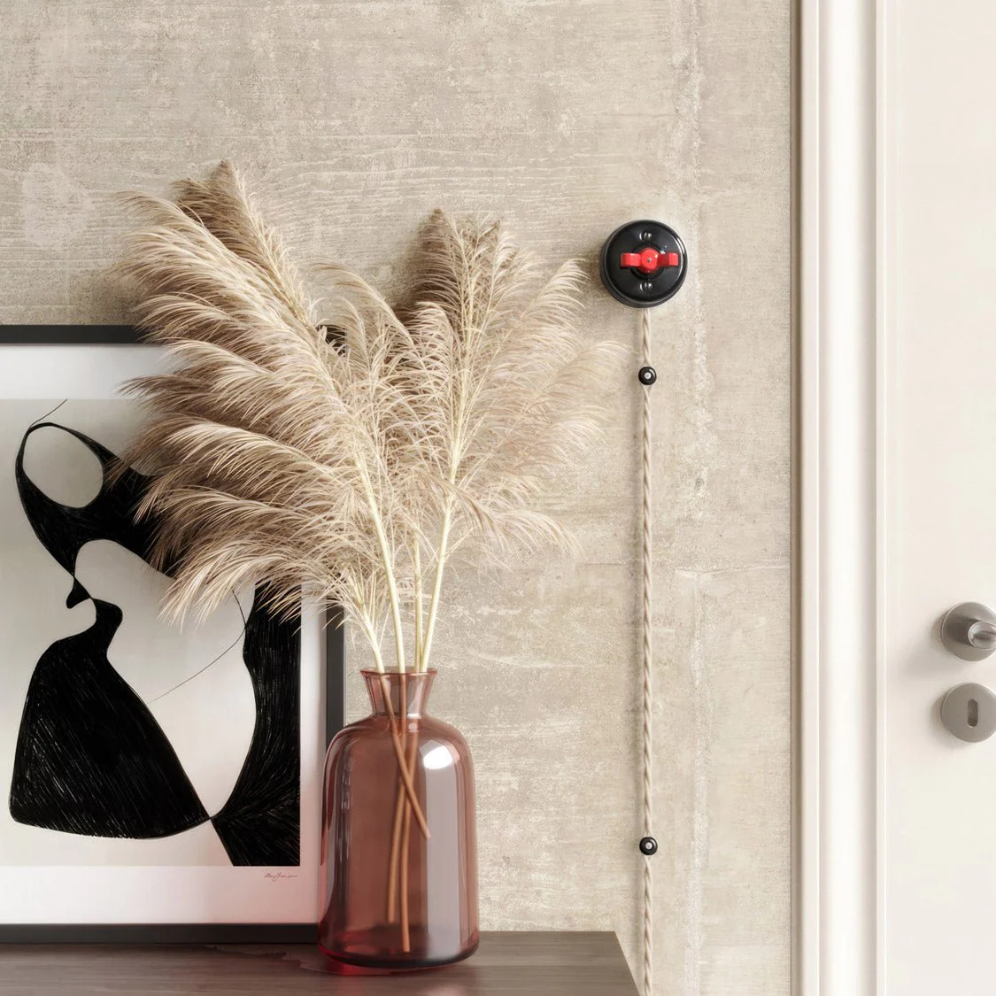 Black porcelain switch with butterfly nut - Image 17