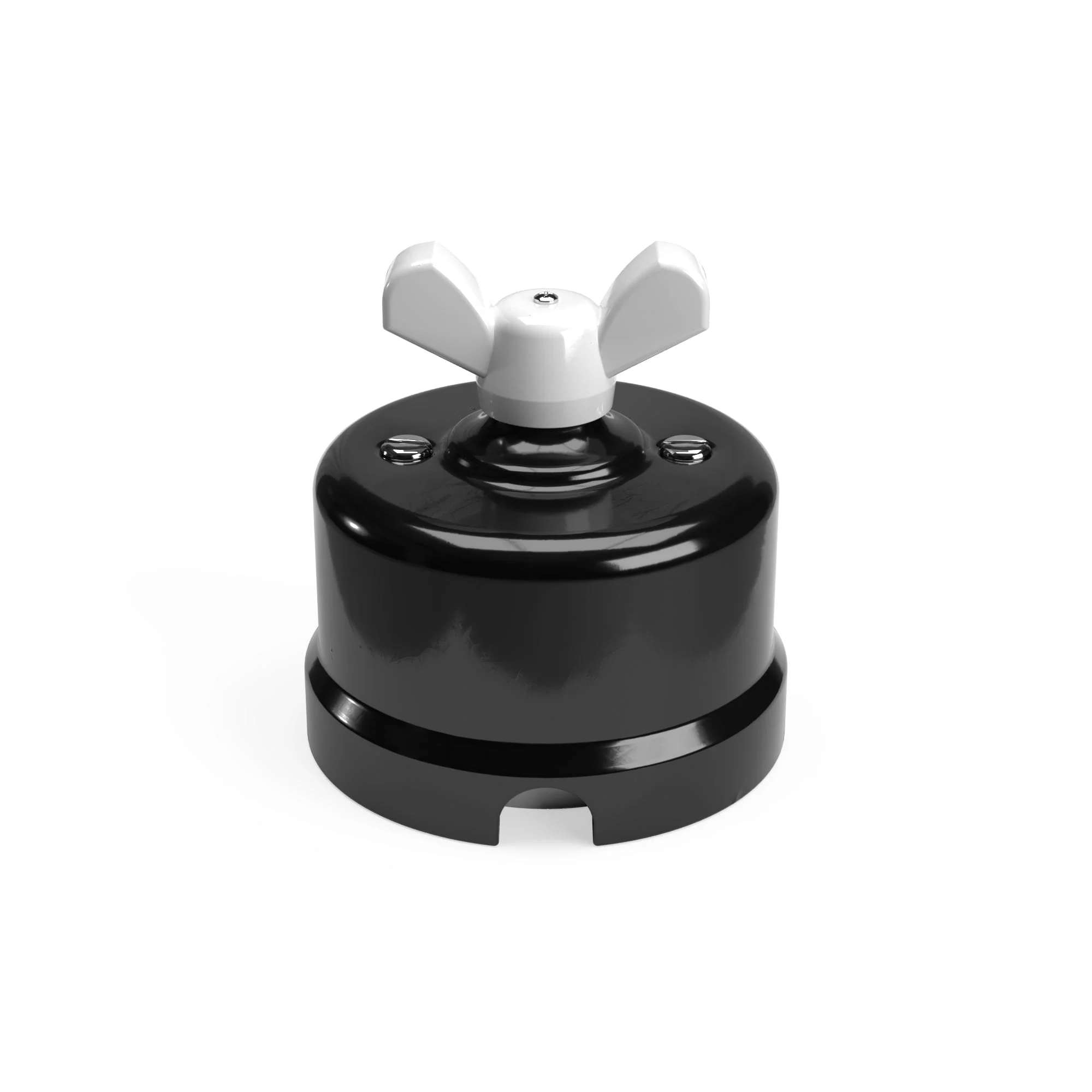 Black porcelain switch with butterfly nut - Image 2