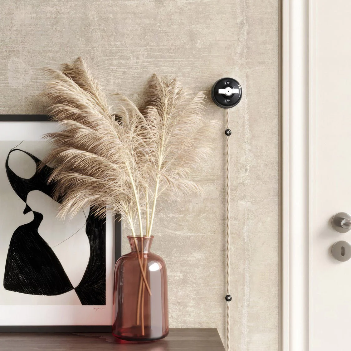 Black porcelain switch with butterfly nut - Image 4