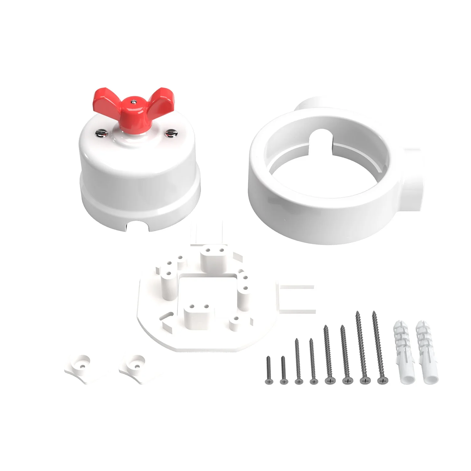Switch/deviator kit with butterfly nut and base for Creative-Tubes in white porcelain - Image 56