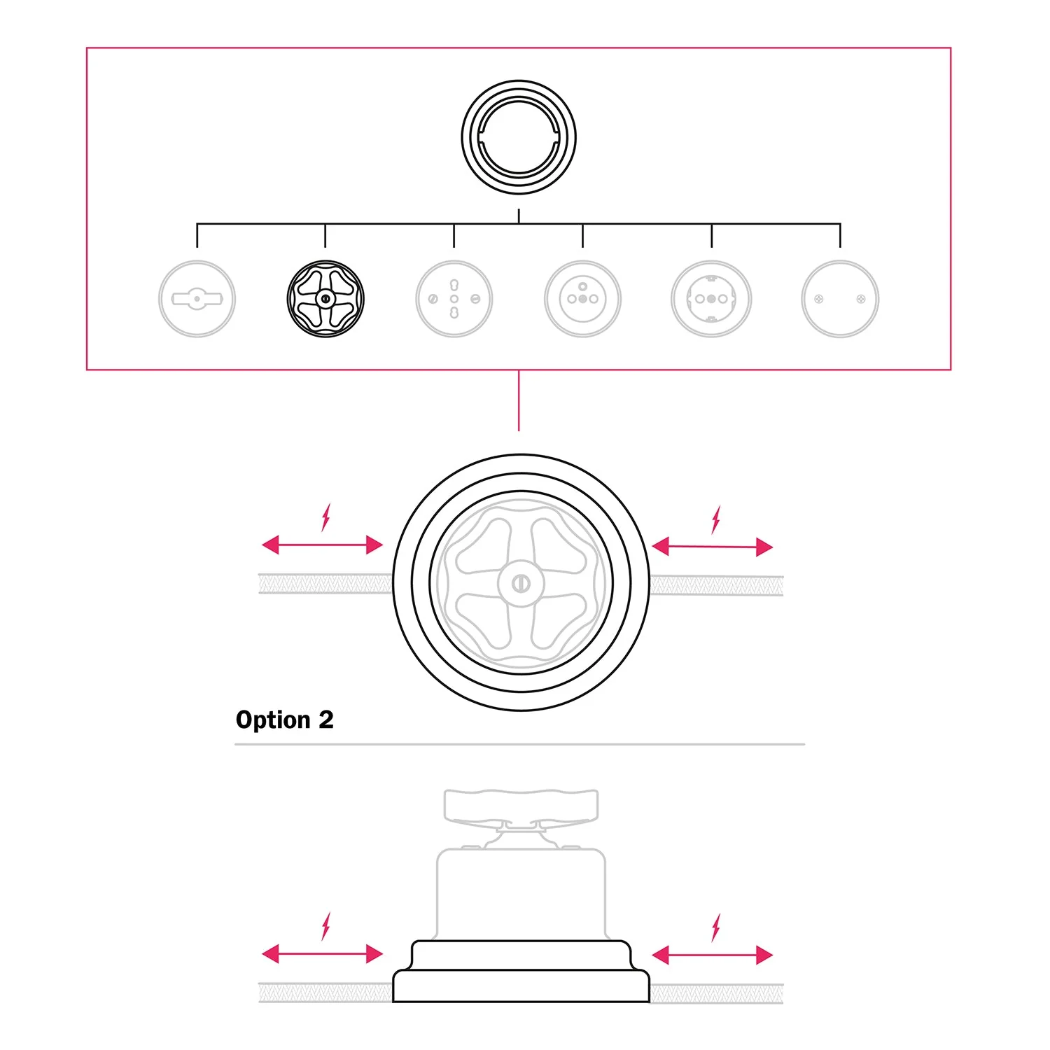 Switch/deviator kit with knob and white porcelain base - Image 8