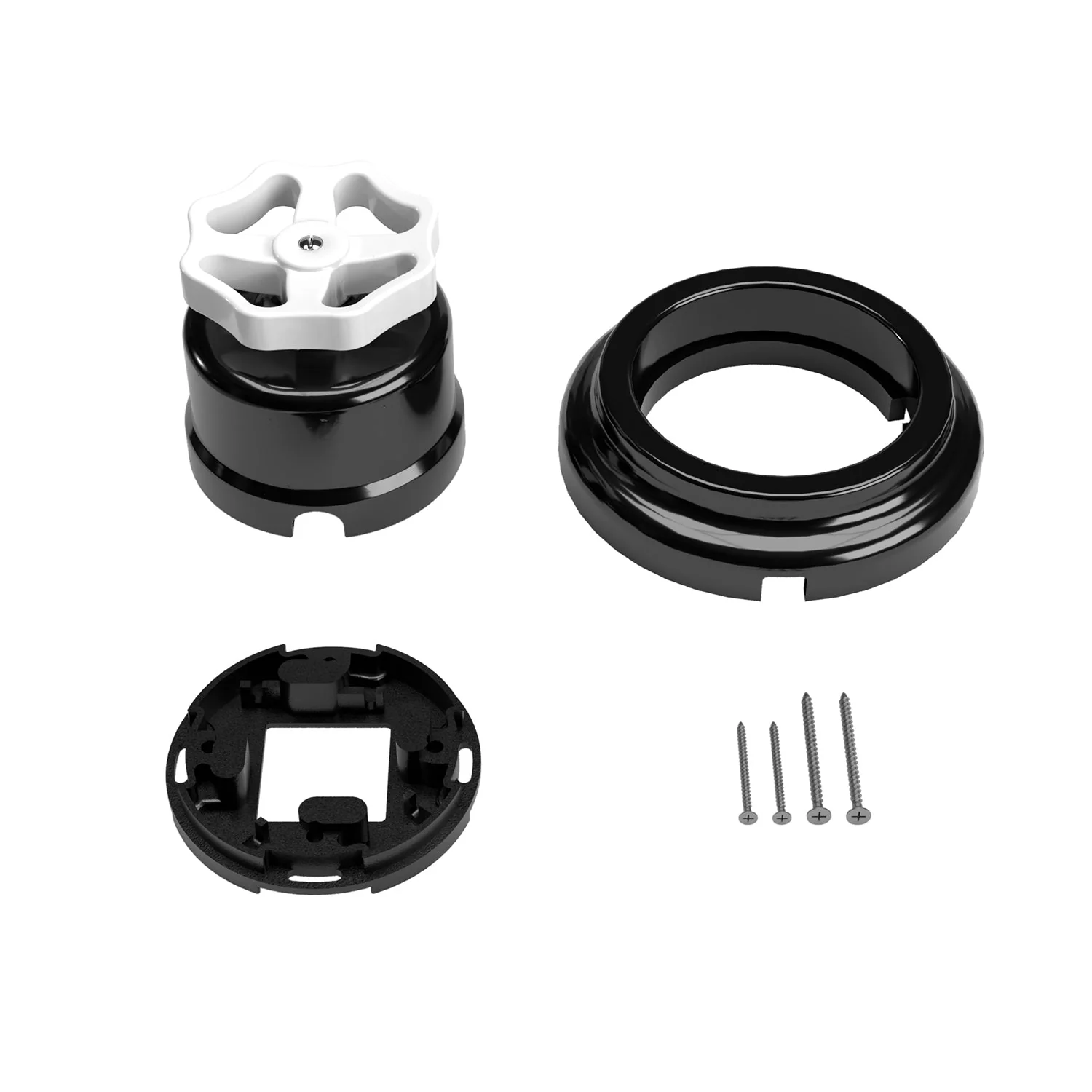 Switch/deviator kit with black porcelain knob and base - Image 3