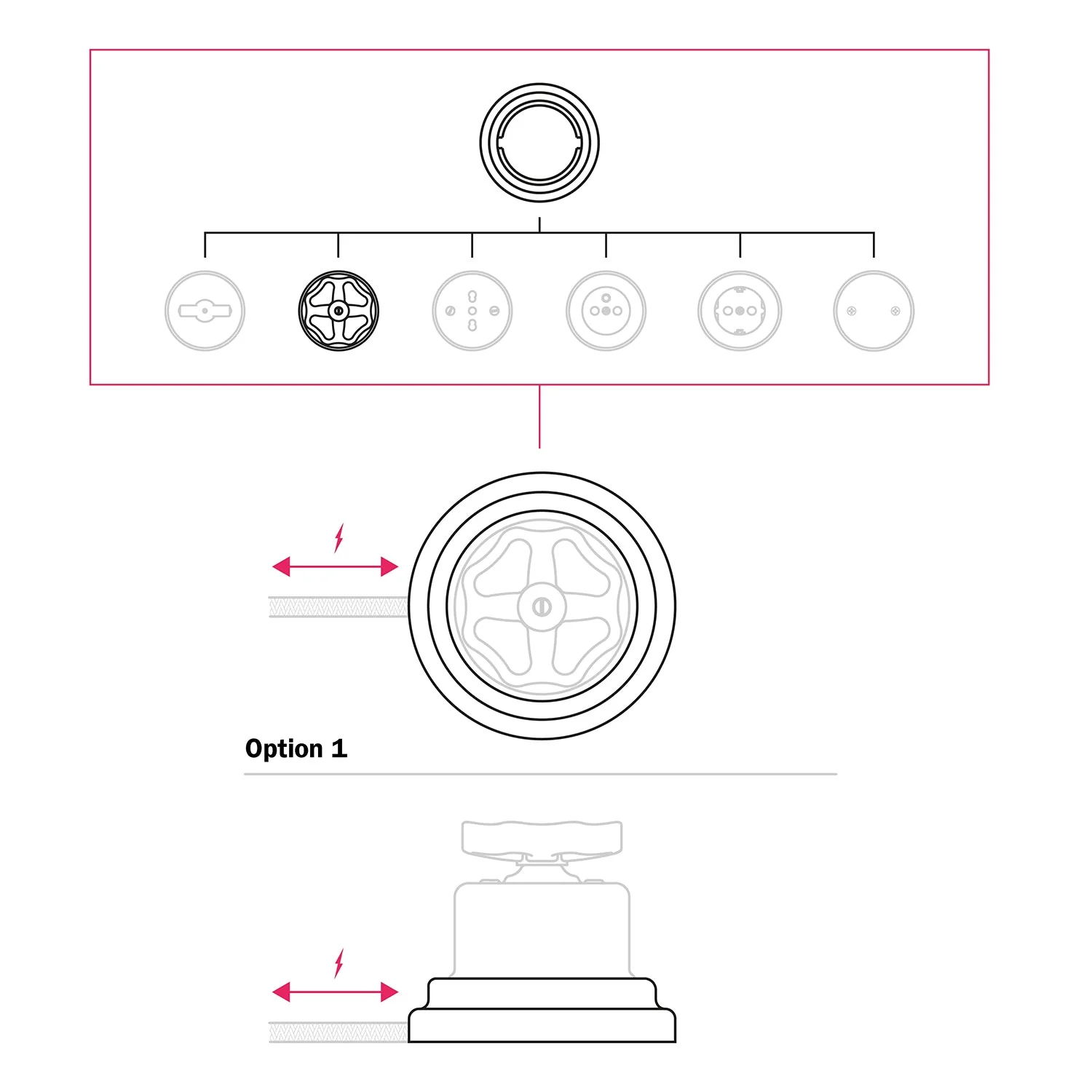 Switch/deviator kit with black porcelain knob and base - Image 7