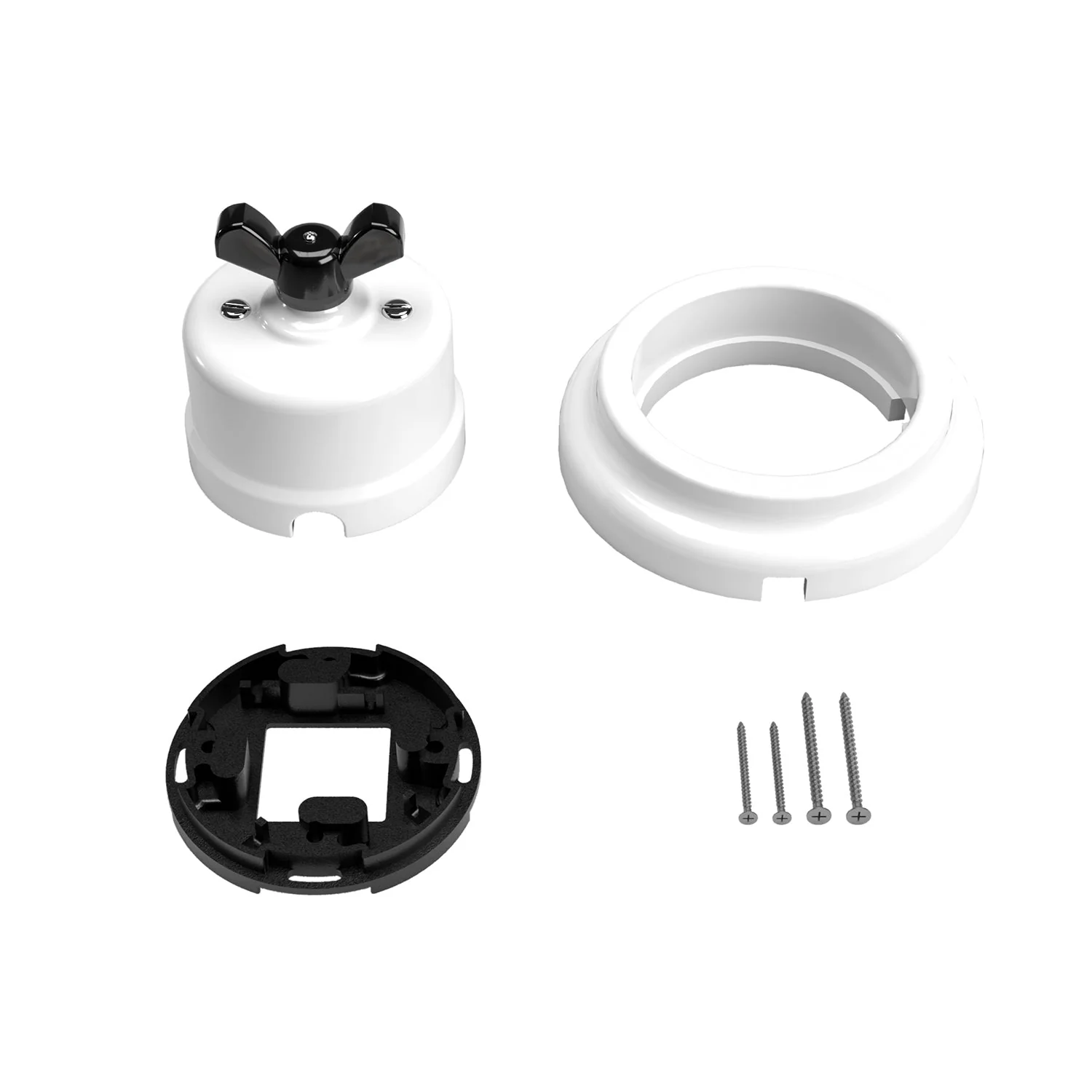 Switch/selector kit with wing nut and white porcelain base - Image 11