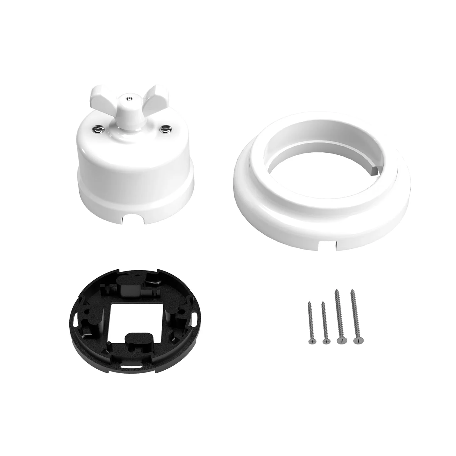 Switch/selector kit with wing nut and white porcelain base - Image 3