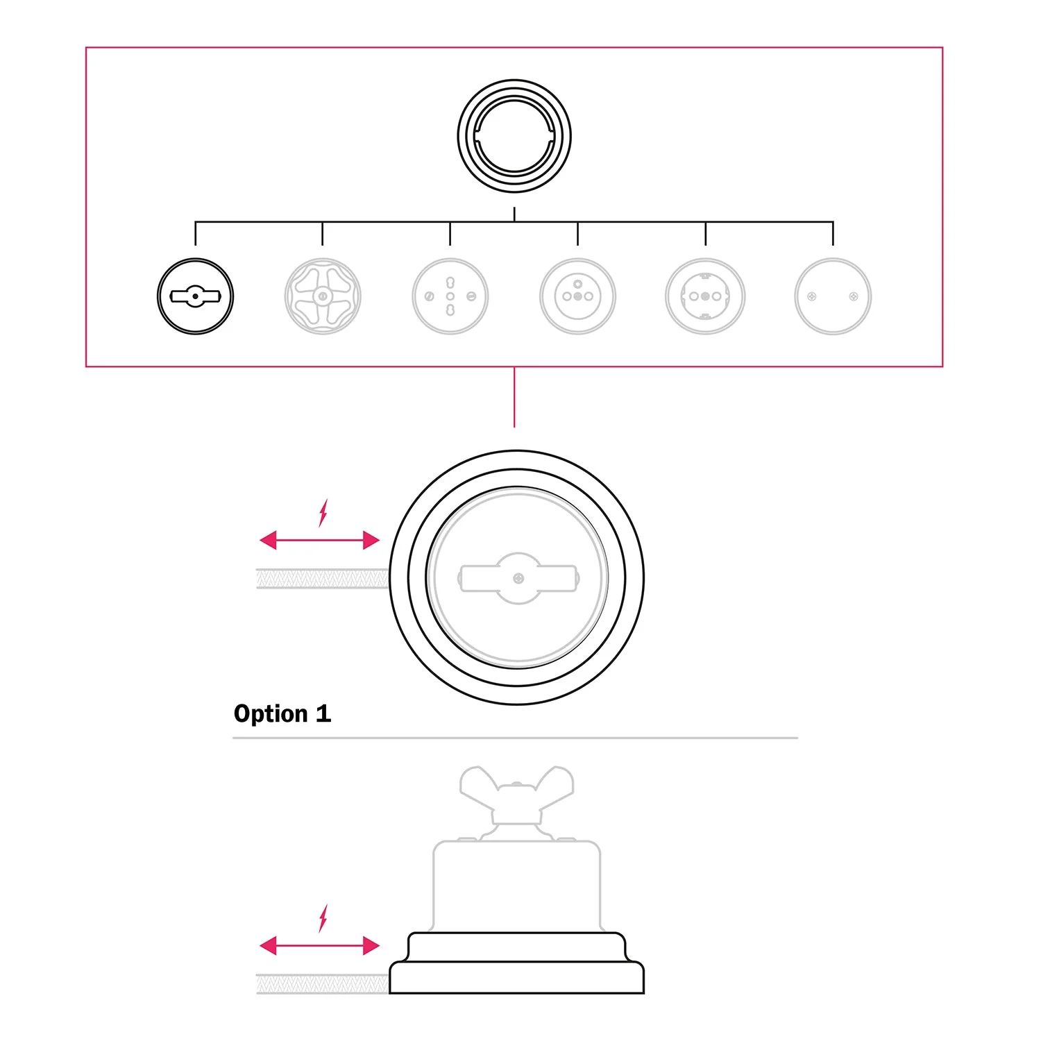 Switch/selector kit with wing nut and white porcelain base - Image 7