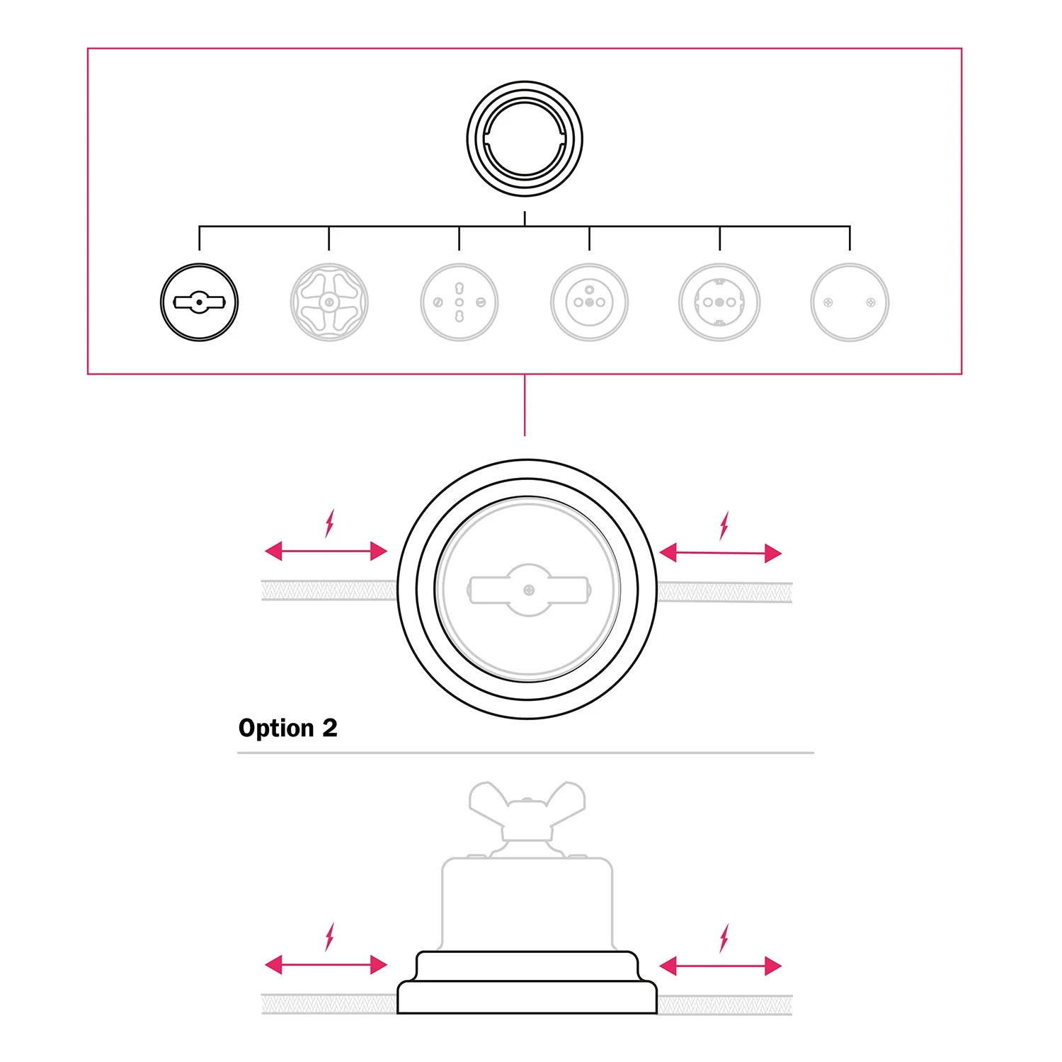Switch/selector kit with wing nut and white porcelain base - Image 8