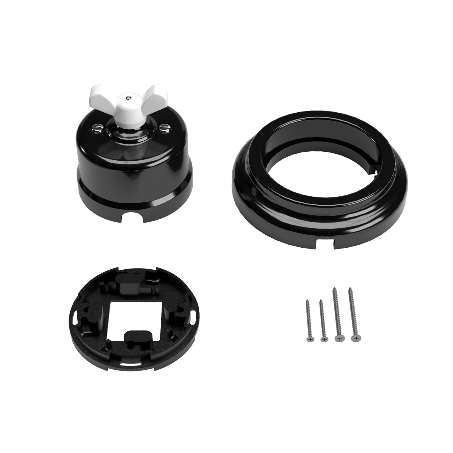 Switch/selector kit with wing nut and black porcelain base - Image 3
