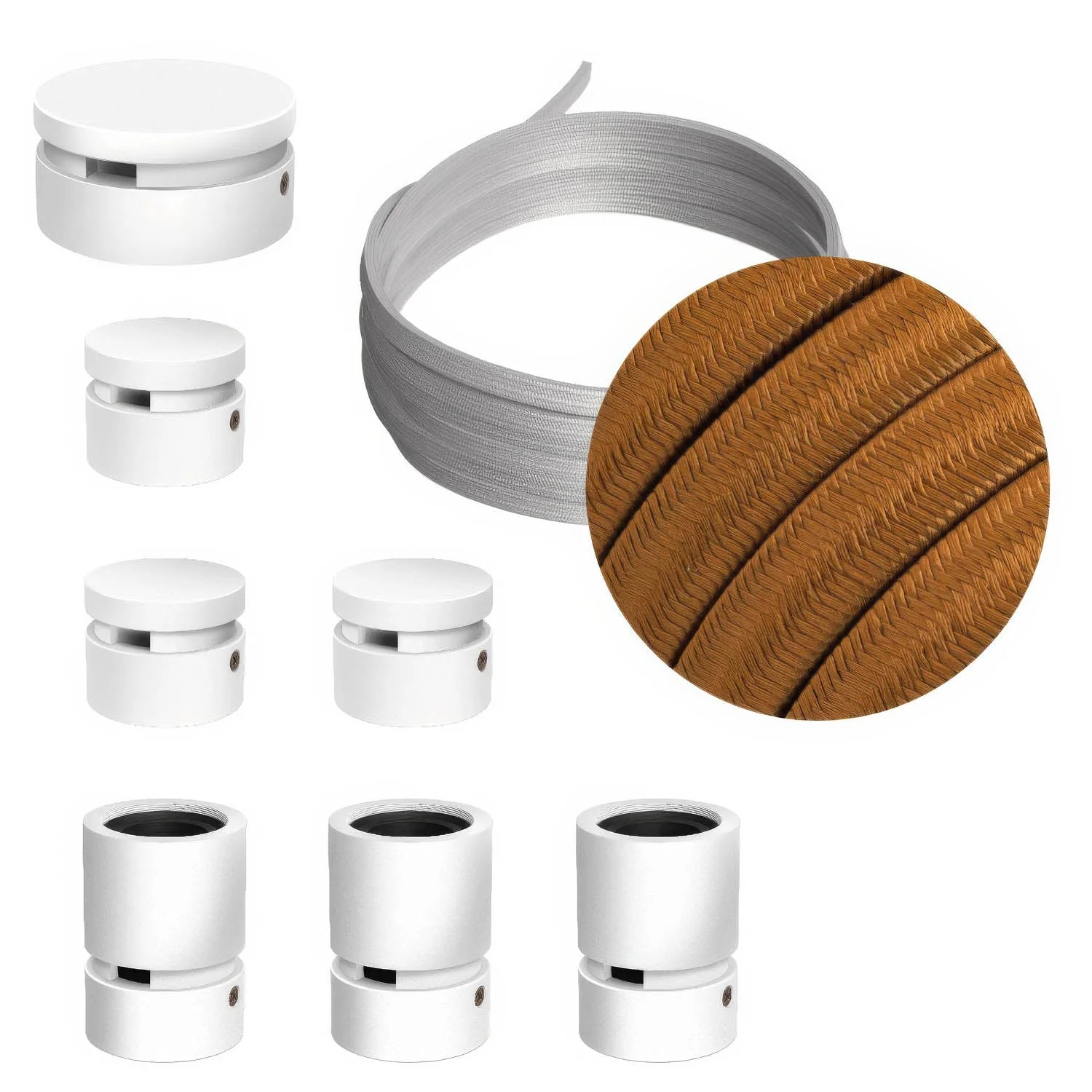 Filé Linear Kit System - with 5 m CM22 cord for string lights and 7 white painted wooden components for indoor use