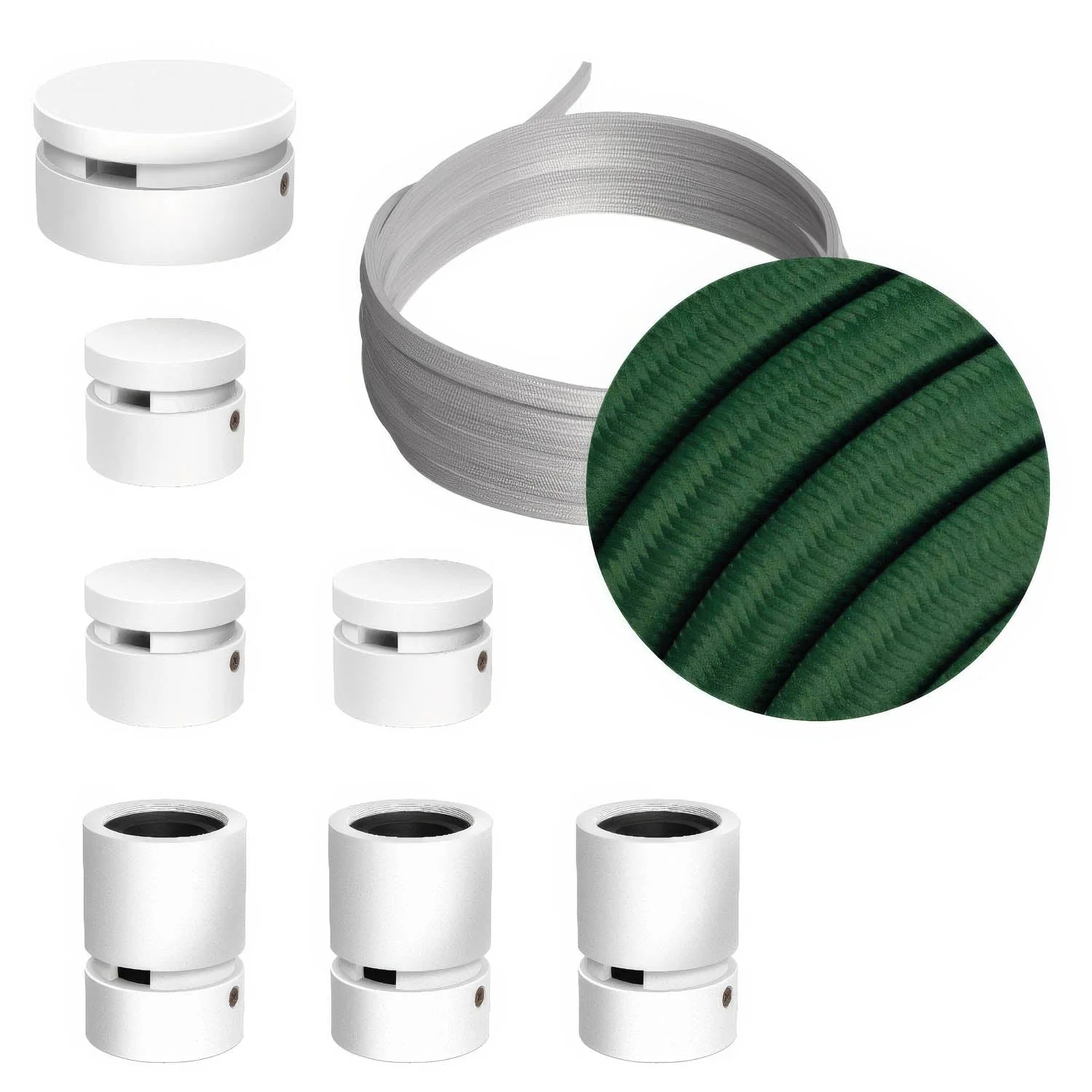 Filé Linear Kit system - with 5 m CM21 cord for string lights and 7 white painted wood components for indoor use